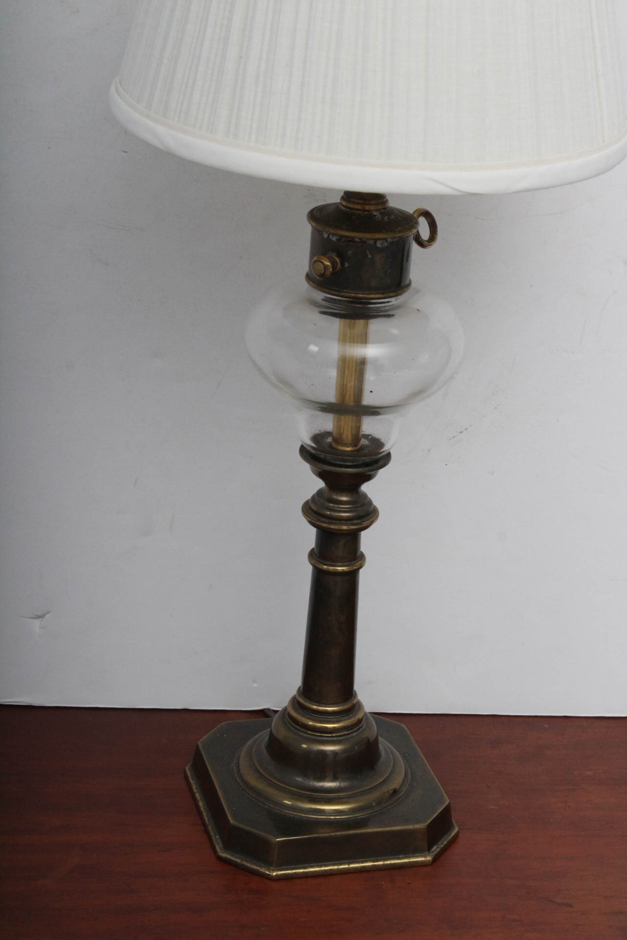 Vintage Solid Brass and Glass Table Lamp