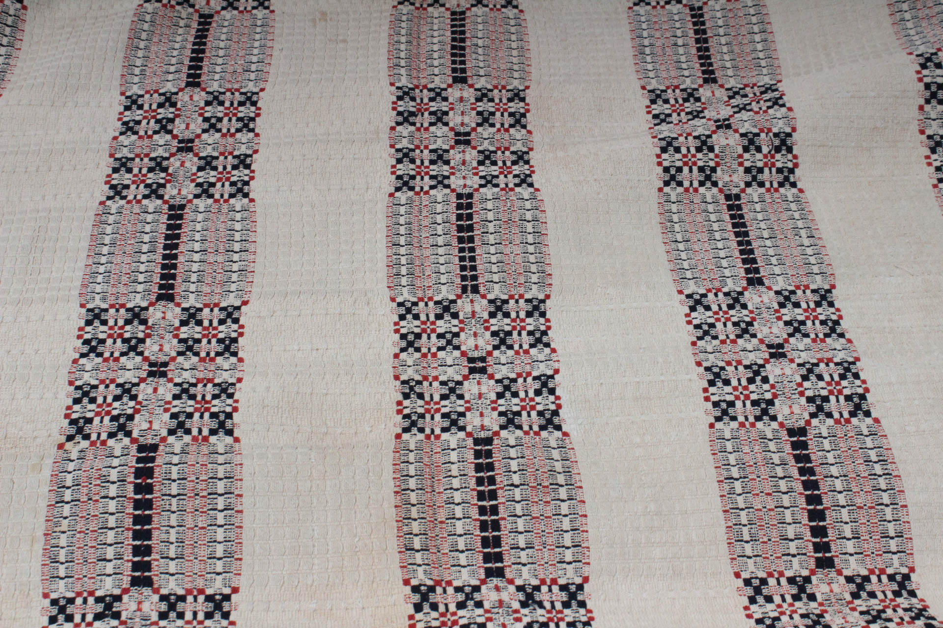 Antique Jacquard Woven Wool Coverlet