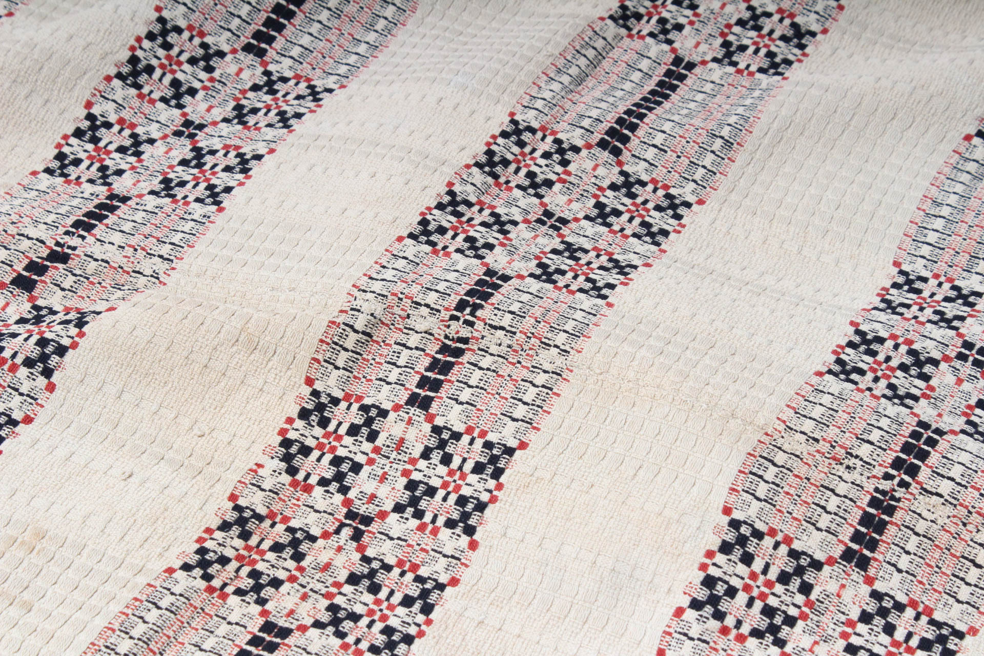 Antique Jacquard Woven Wool Coverlet