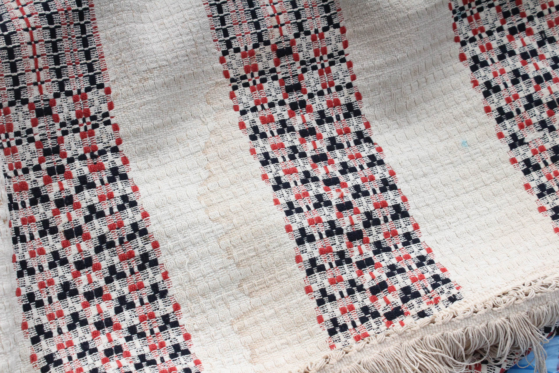 Antique Jacquard Woven Wool Coverlet