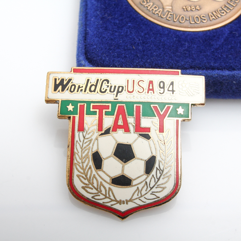 Los Angeles Olympic Games Commemorative Token and 1994 World Cup Italy Pin