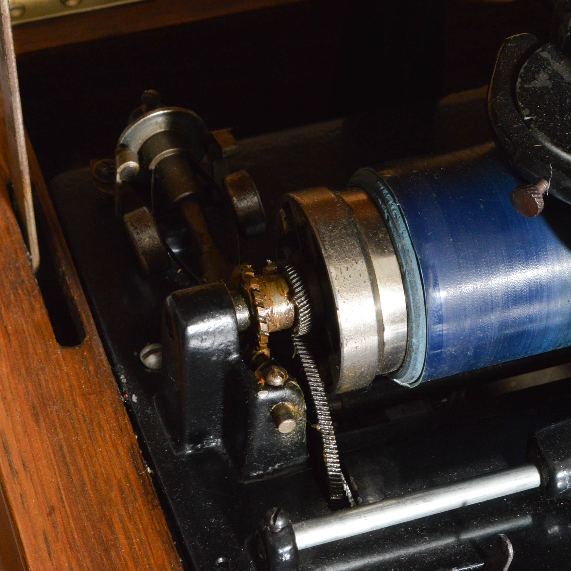 1913 Edison Amberola Phonograph and Cylinders with Side Table