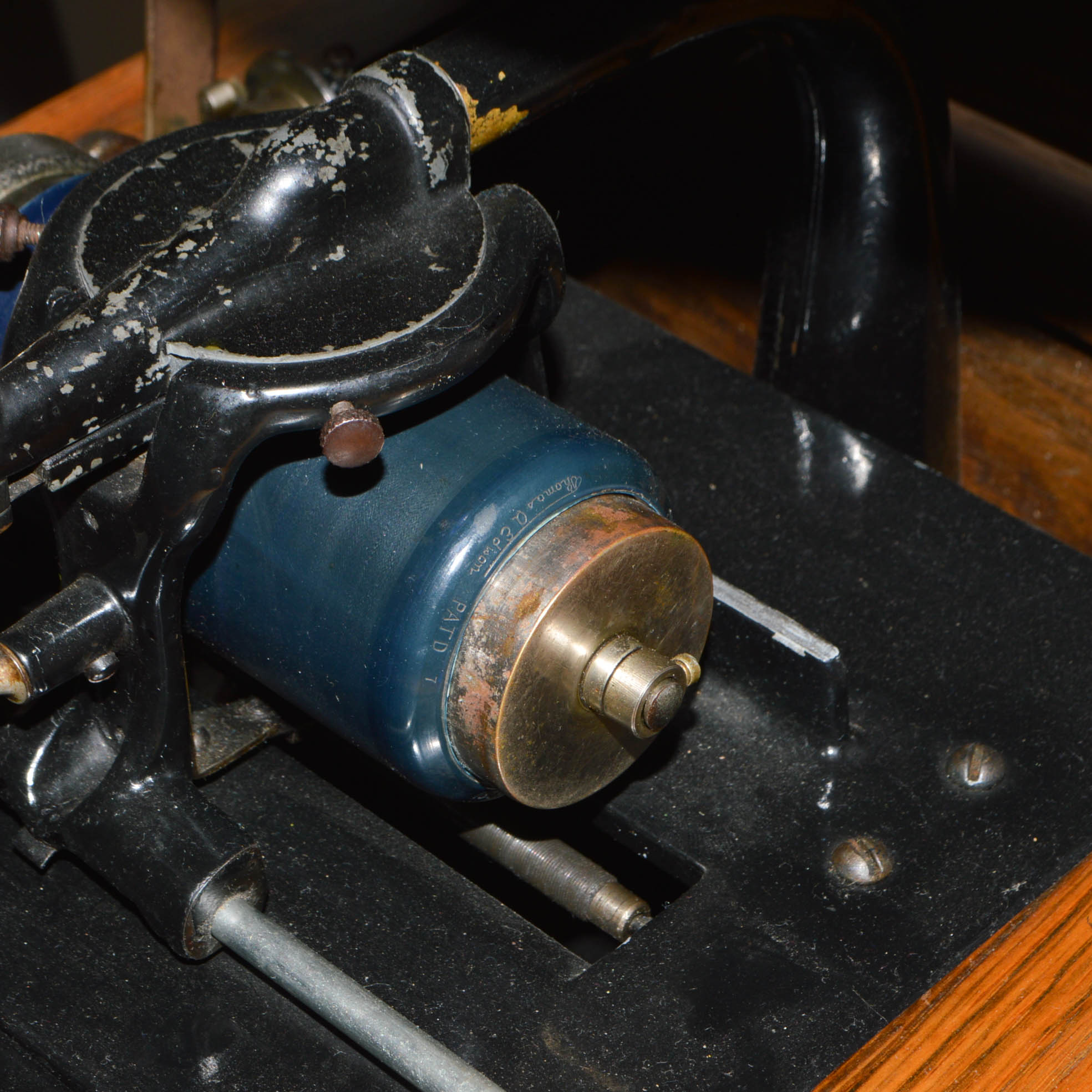 1913 Edison Amberola Phonograph and Cylinders with Side Table