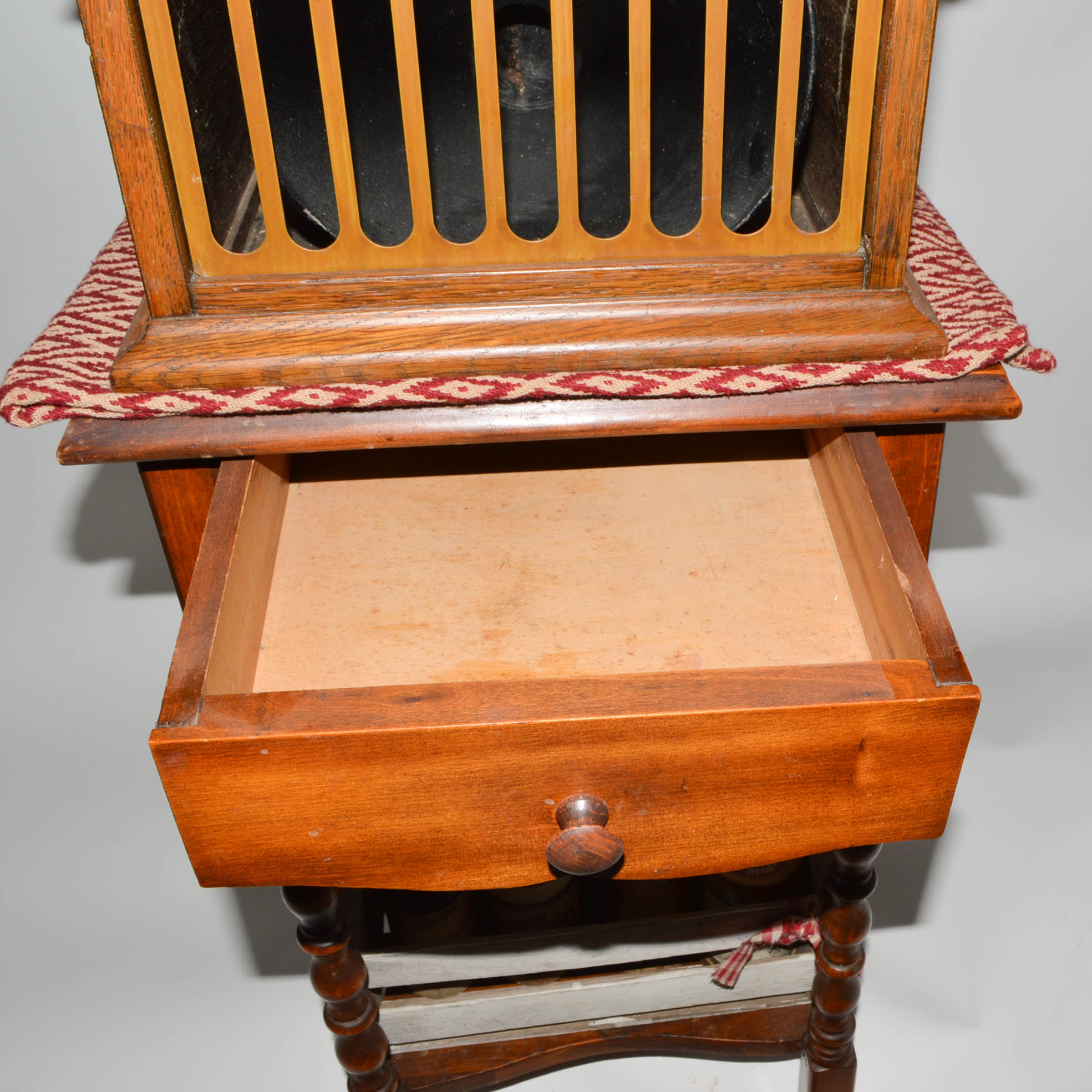 1913 Edison Amberola Phonograph and Cylinders with Side Table