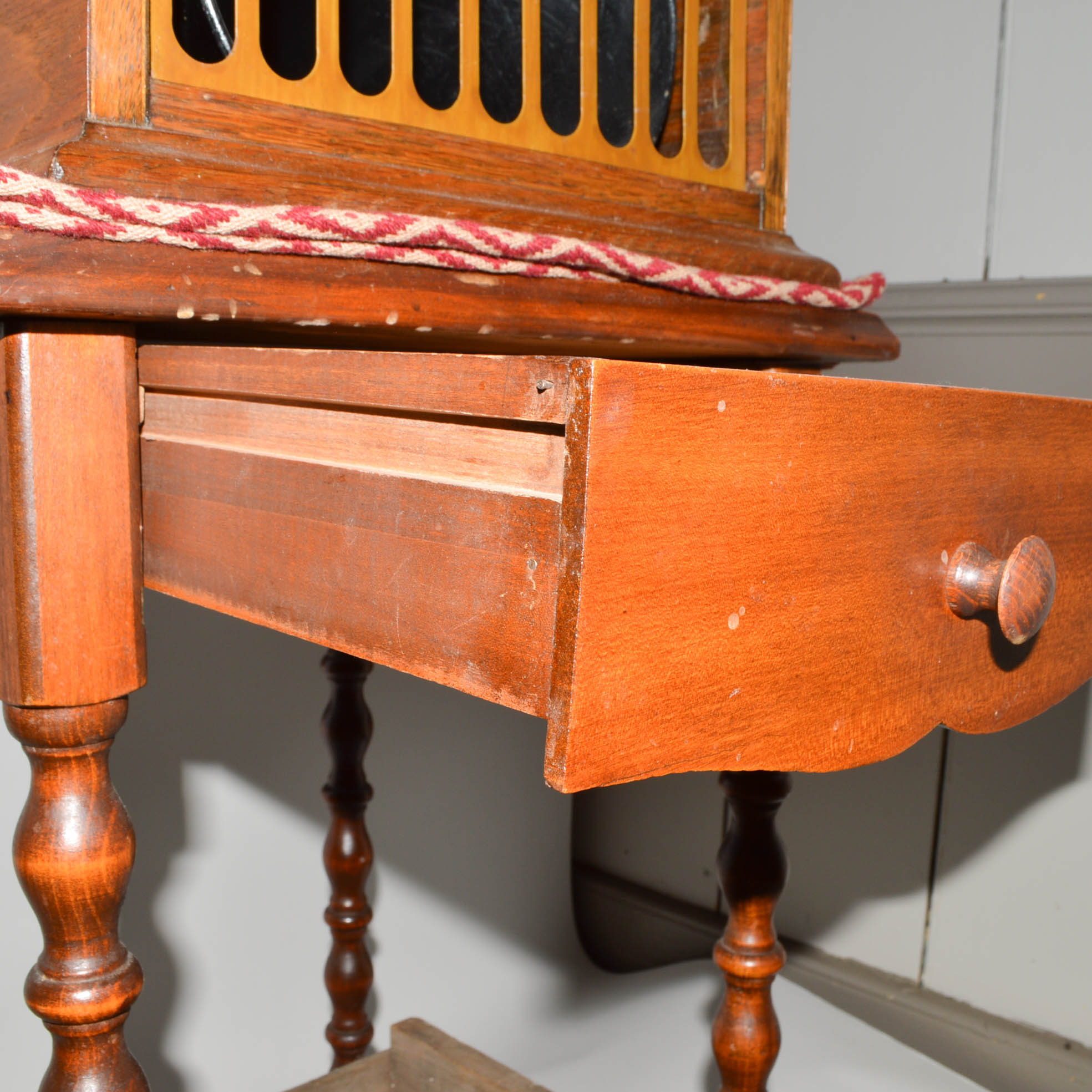 1913 Edison Amberola Phonograph and Cylinders with Side Table