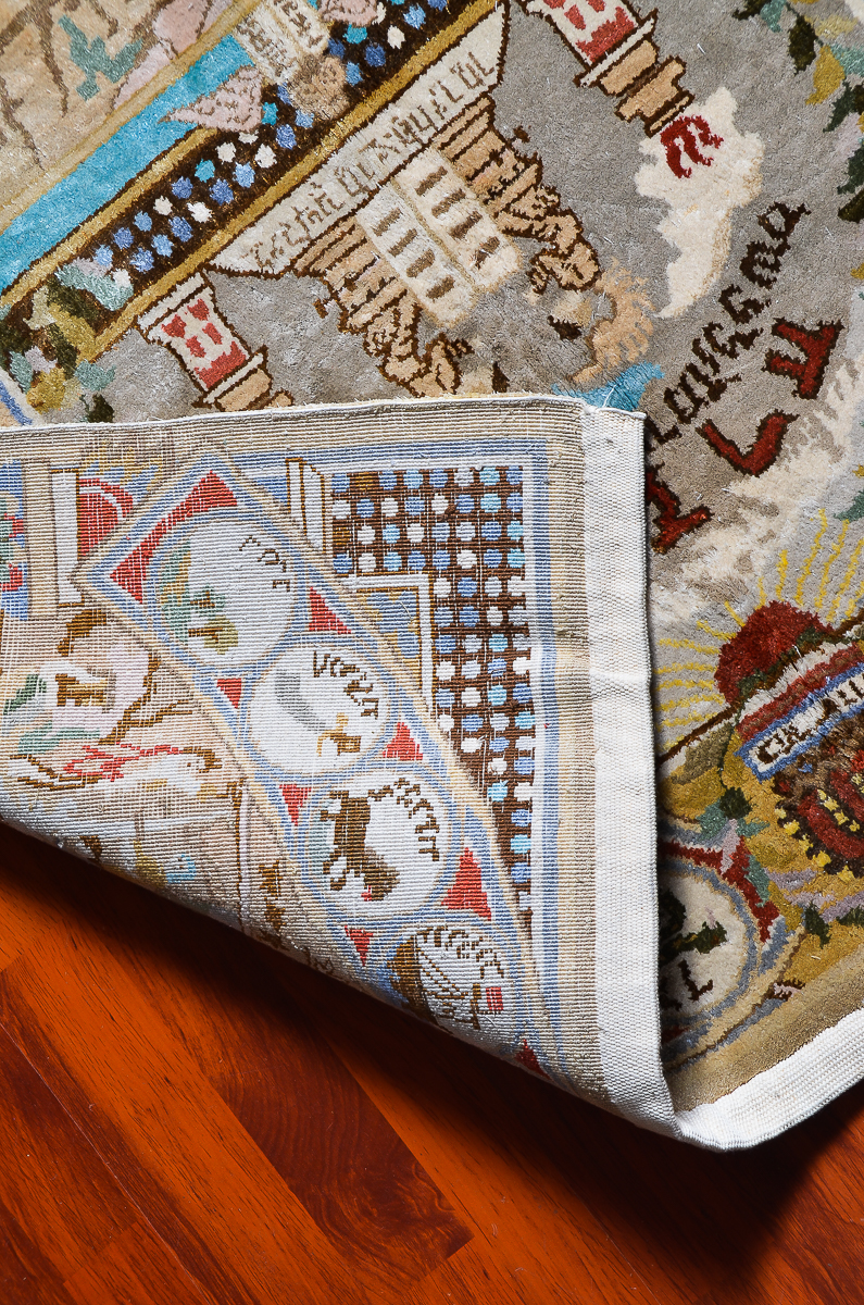 Hand-Knotted Kashmir Art Silk Accent Rug