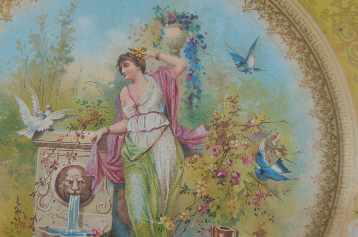 Antique Hand-Painted Porcelain Plate in a Display Frame