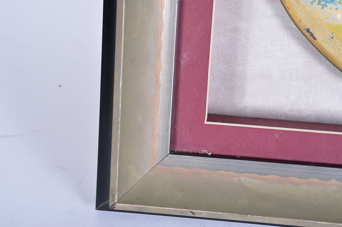 Antique Hand-Painted Porcelain Plate in a Display Frame