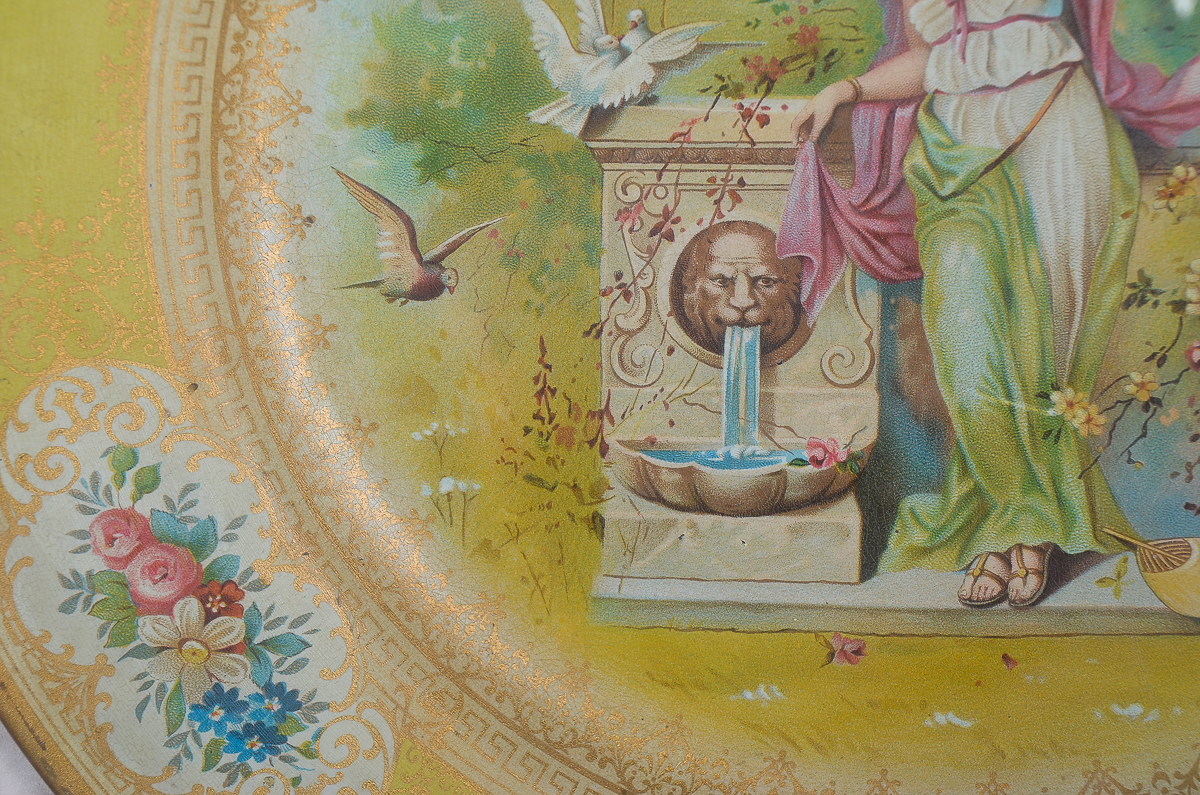 Antique Hand-Painted Porcelain Plate in a Display Frame