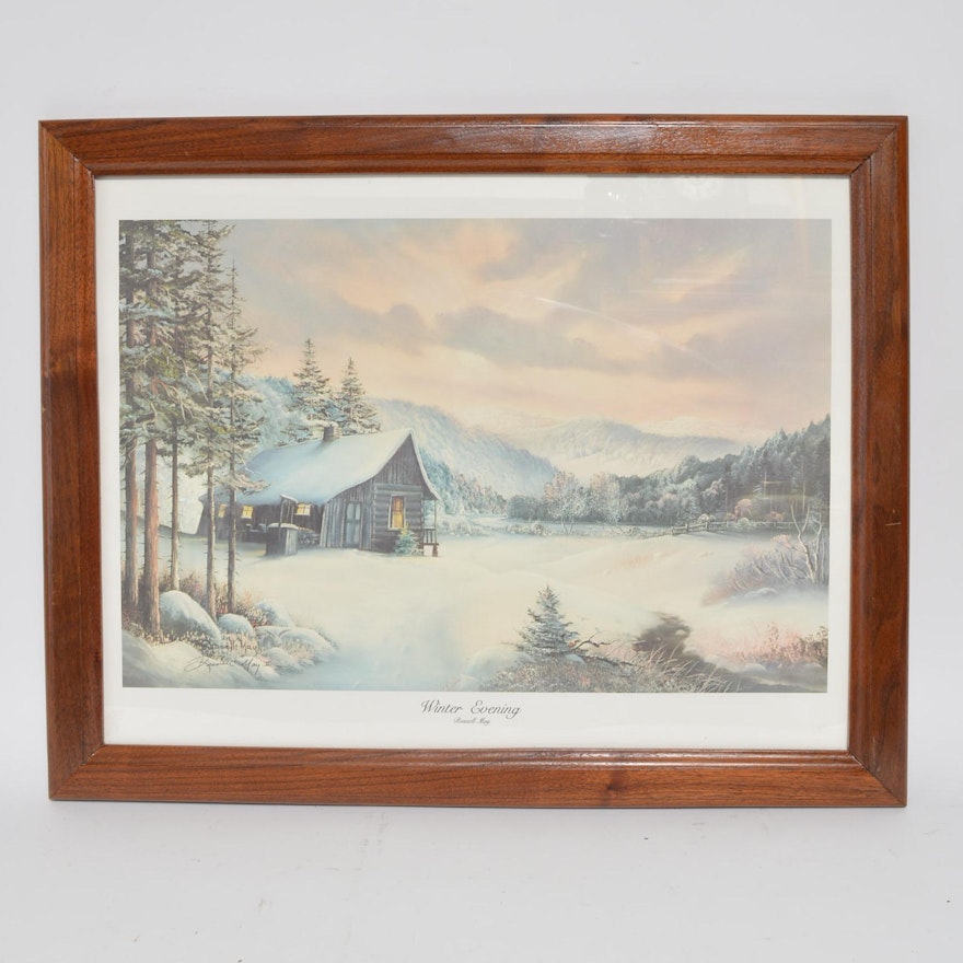 Russell May Limited Edition Offset Lithograph "Winter Evening"