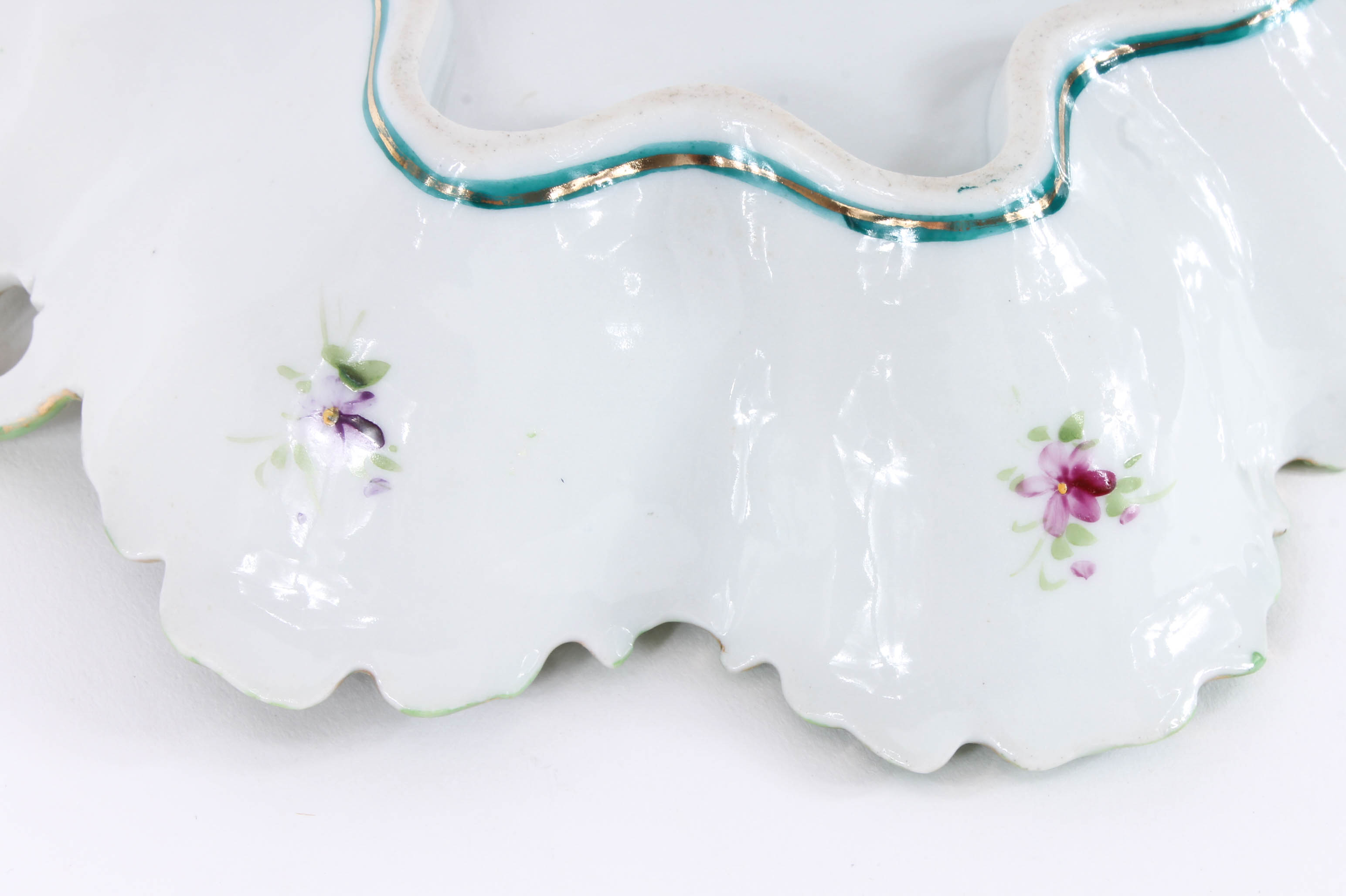 Antique Colorful Hand Painted Porcelain Floral Dish