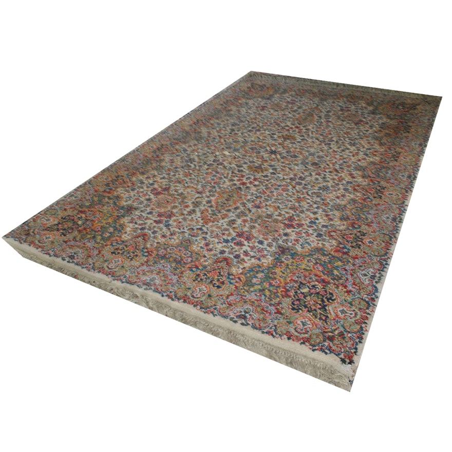 Vintage Power-Loomed Kerman-Style Area Rug