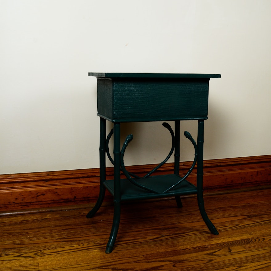 Green Painted Faux Bamboo Lift Top Table