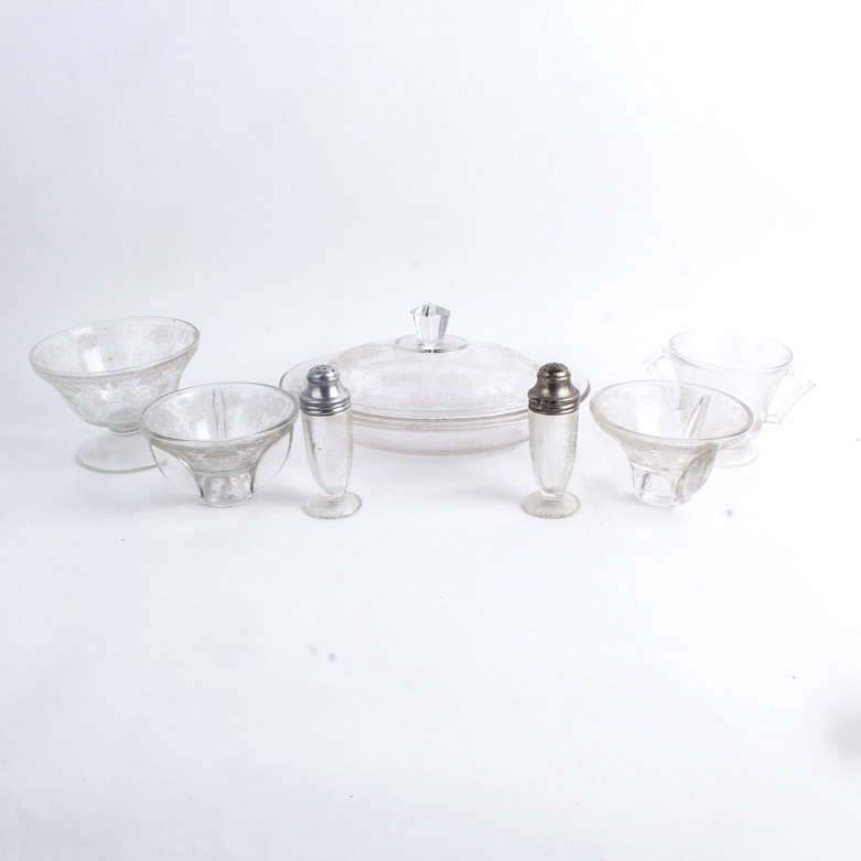 Hazel-Atlas "Florentine 2" Clear Depression Glass Tableware