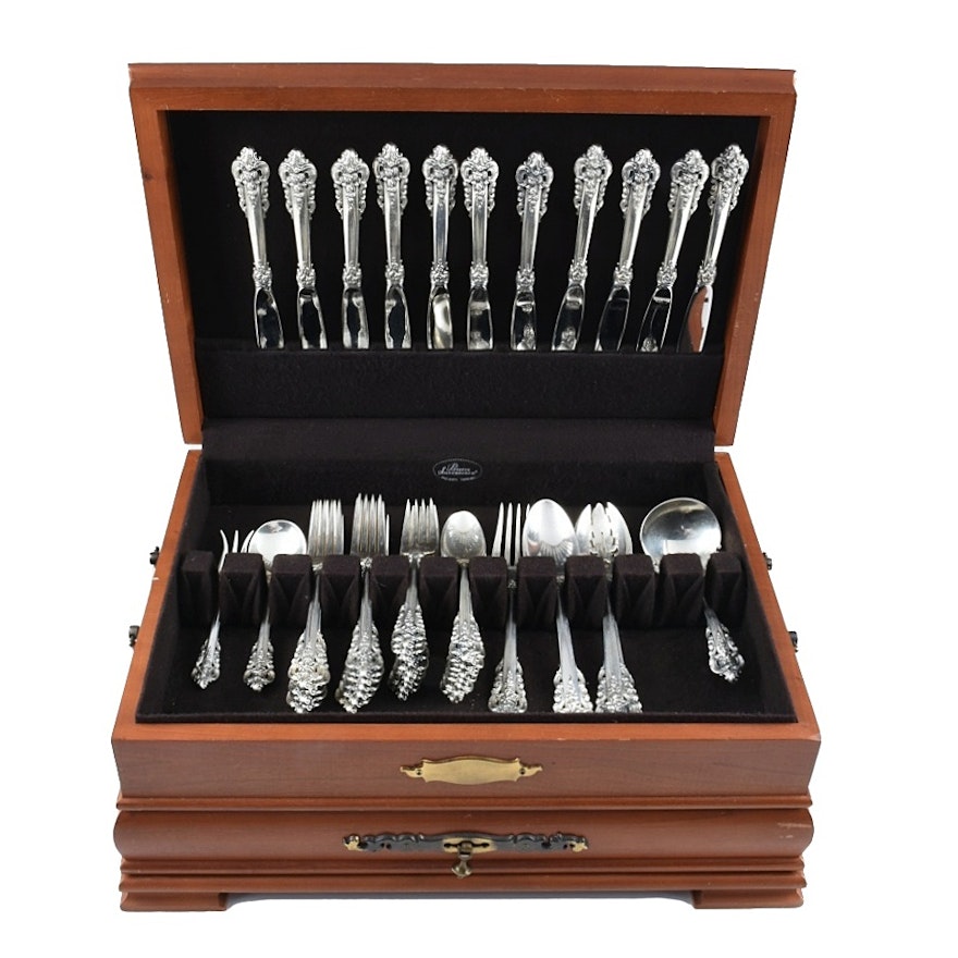 Wallace Sterling Silver "Grande Baroque" Flatware in Chest