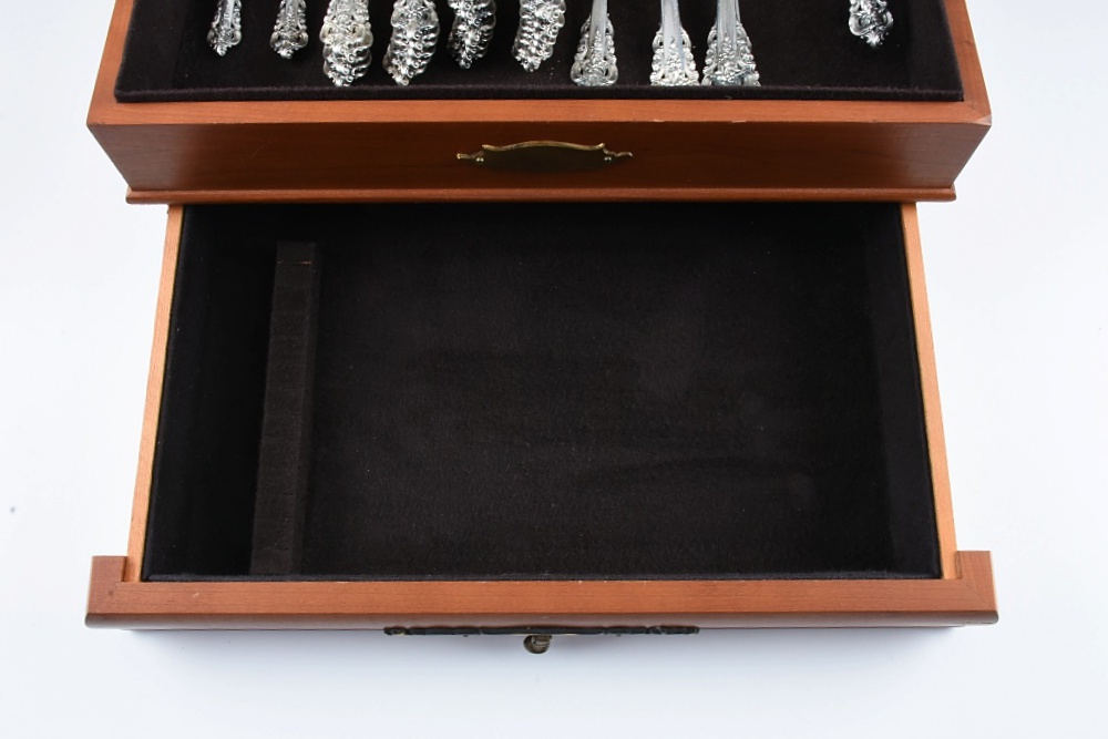 Wallace Sterling Silver "Grande Baroque" Flatware in Chest