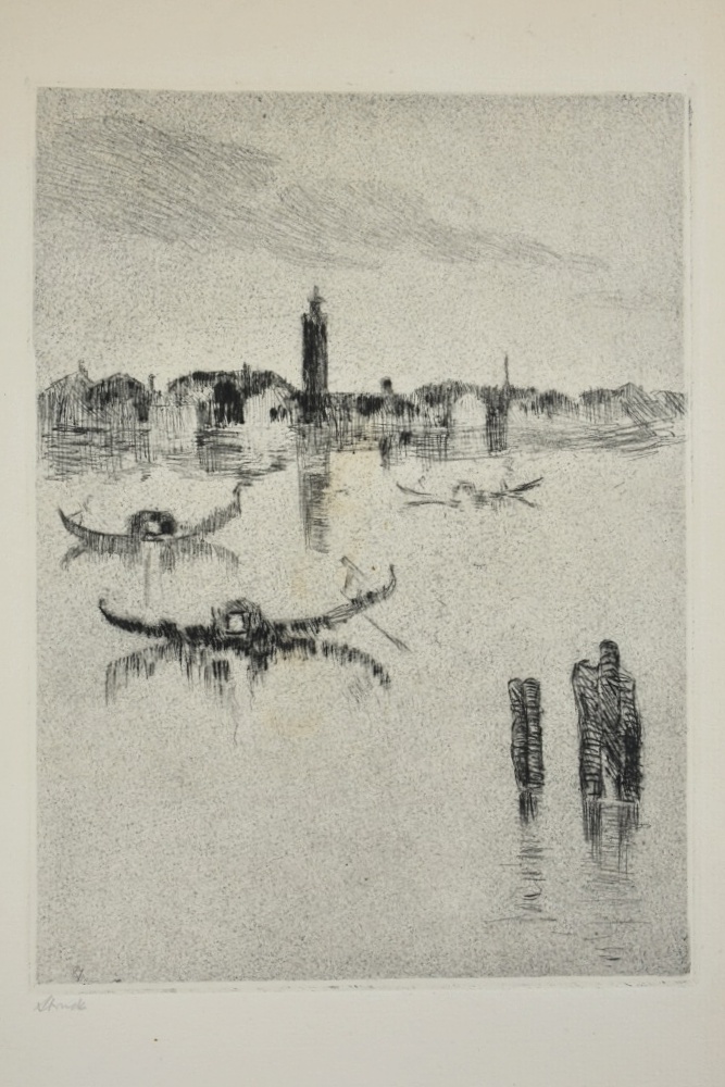 Three Hermann Struck Etchings on Paper Impressionistic Marine Scenes