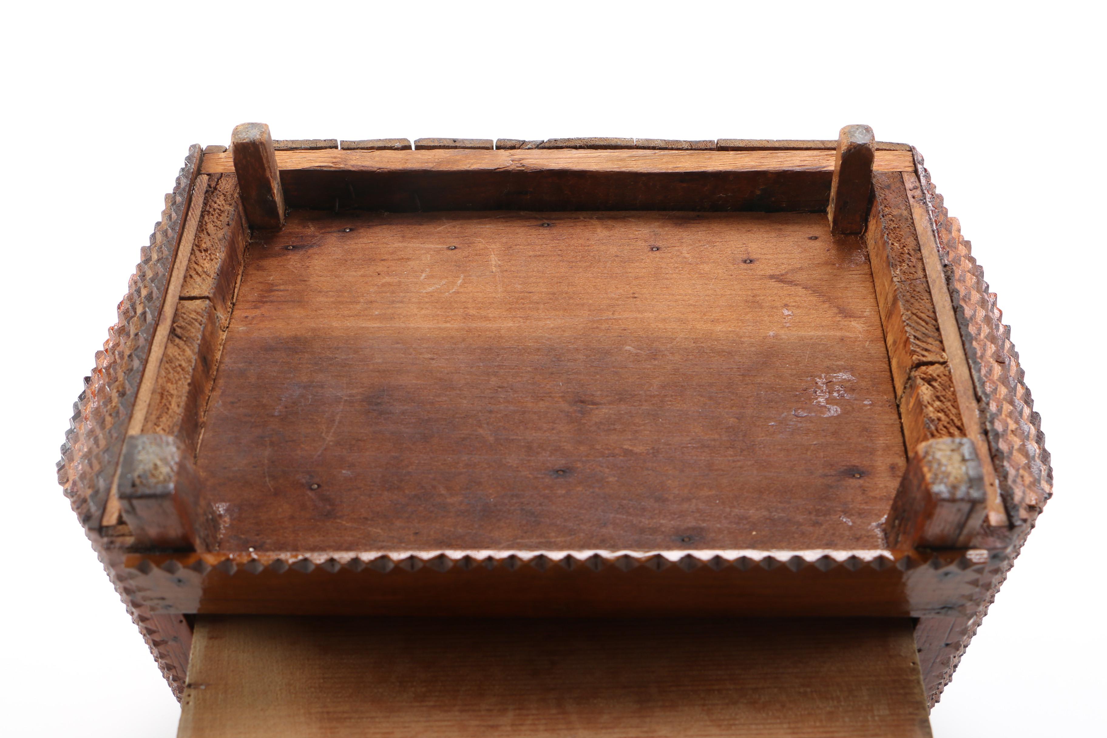 Folk Art Tramp Art Storage Box