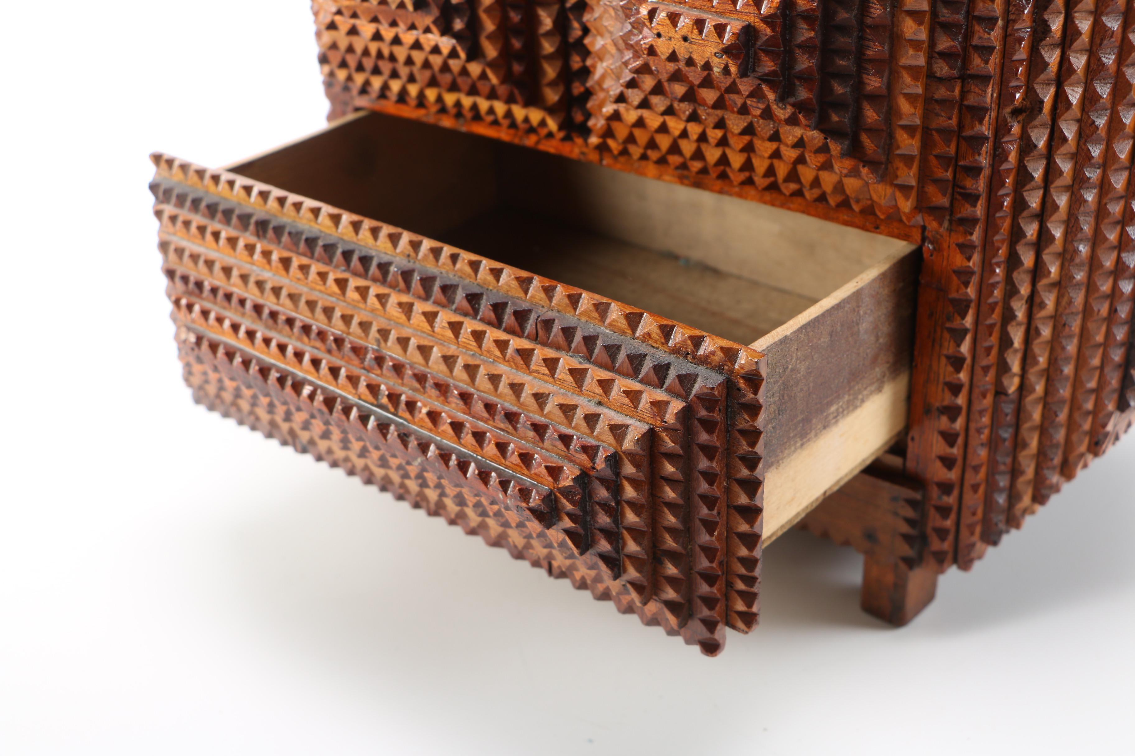 Folk Art Tramp Art Storage Box