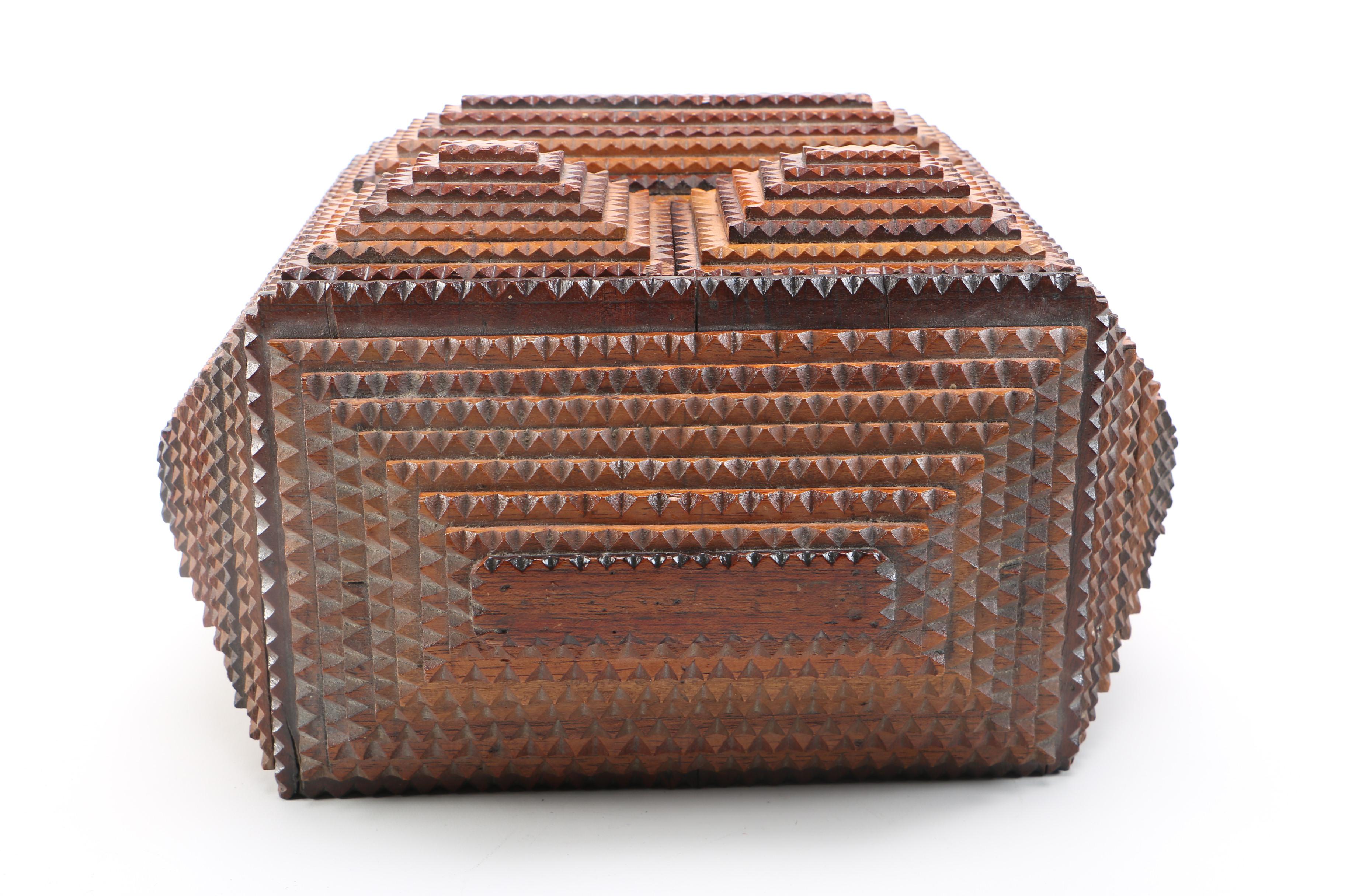 Folk Art Tramp Art Storage Box