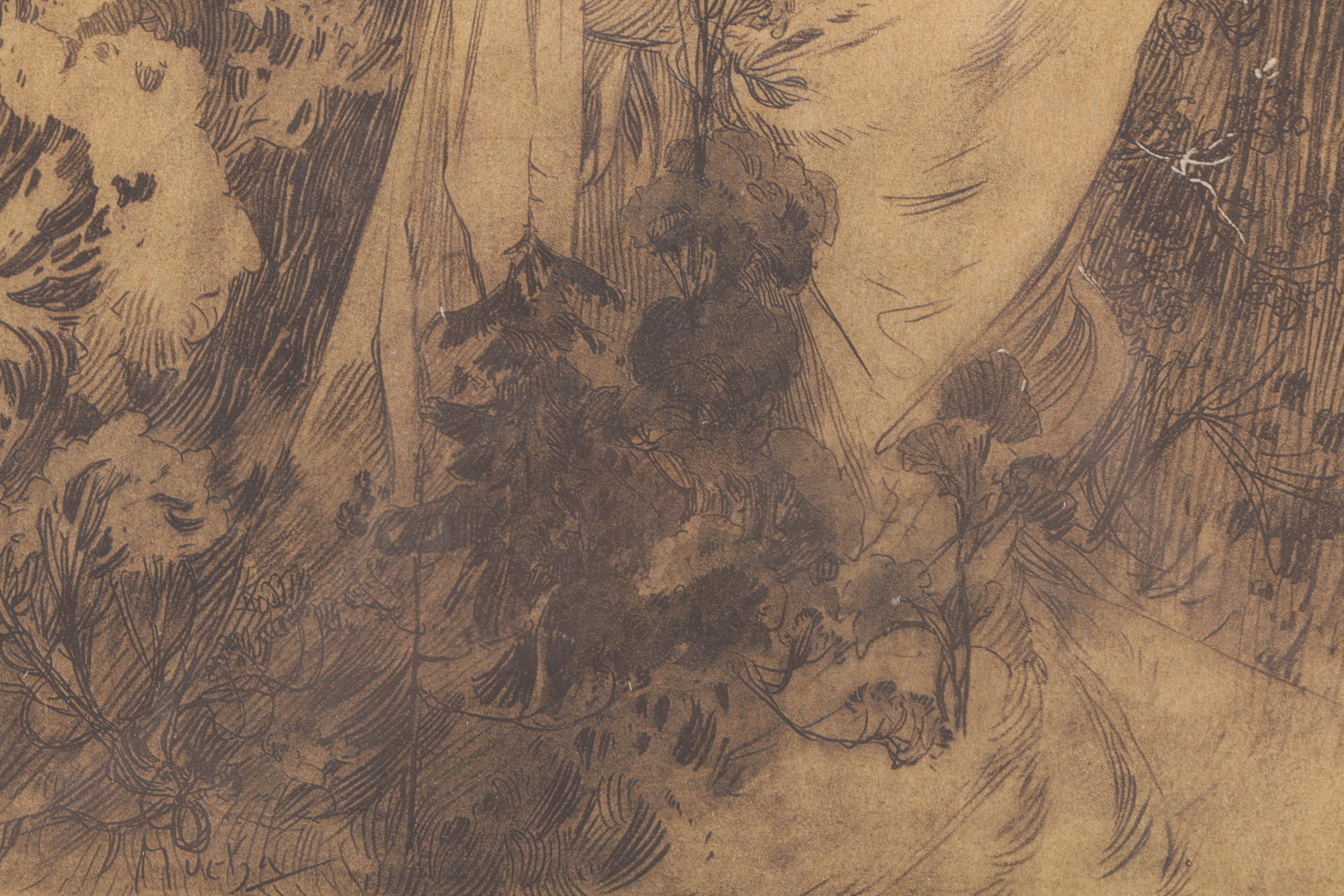 Embellished Etching After Alphonse Mucha's "Le Chant du Rossignol"