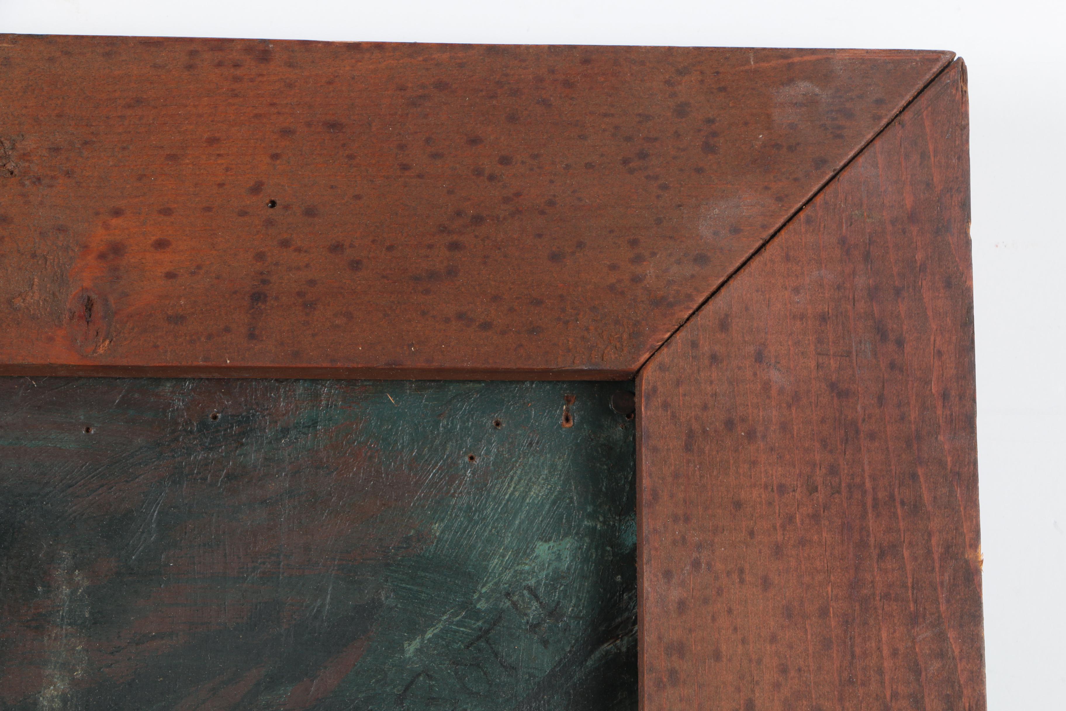 J. Roth Oil Painting on Wood of a Crowded Room