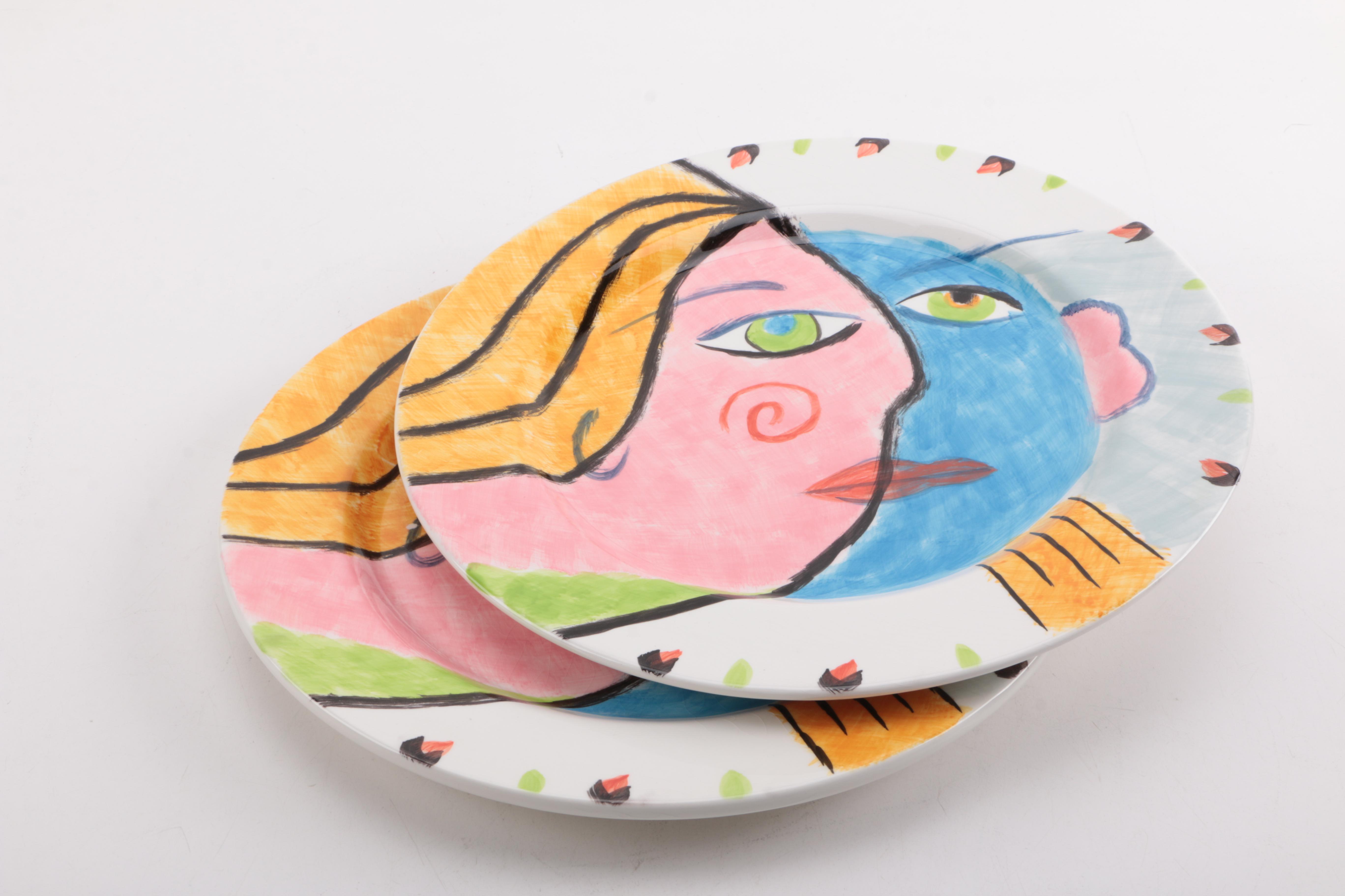 Bella Casa Picasso Style Ceramic Plates by Ganz