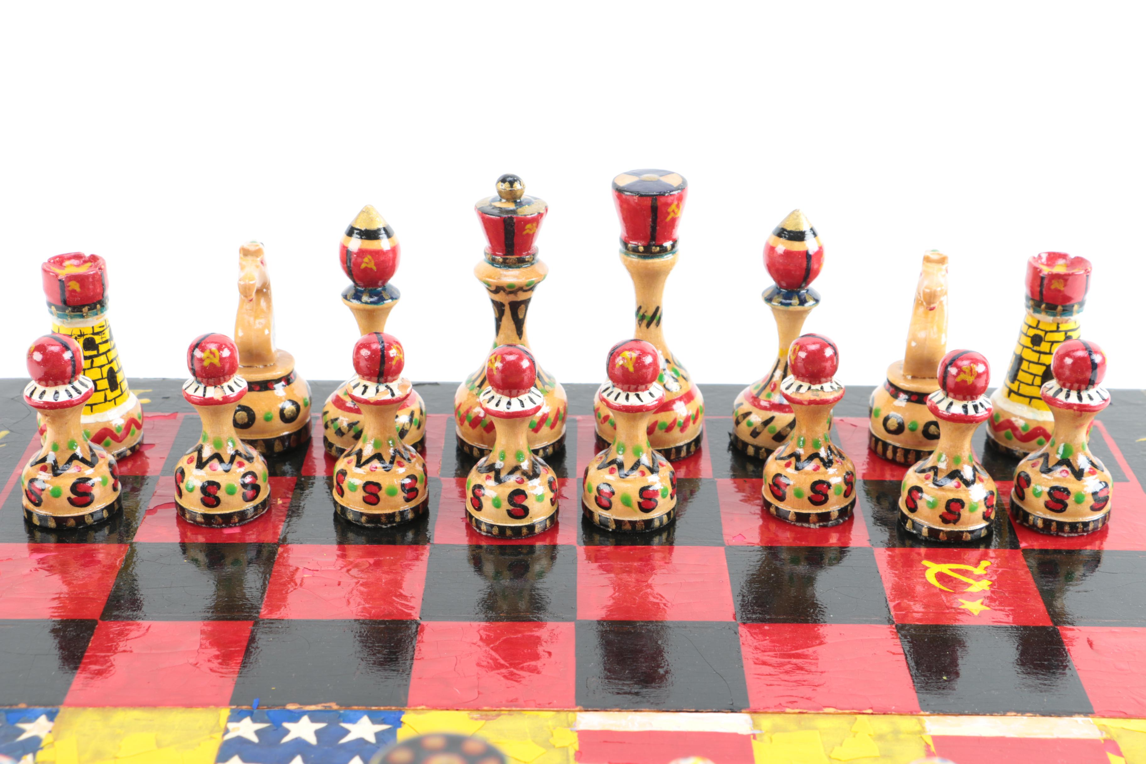 Hand-Painted "Russia vs America" Theme Chess Set