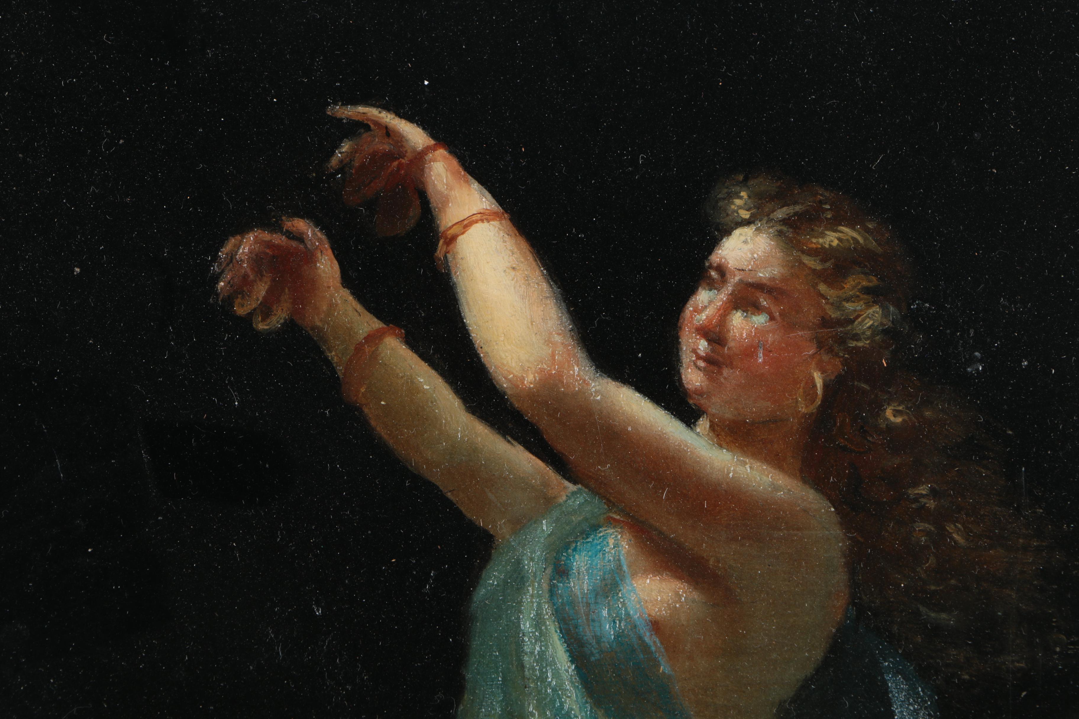 Roberto Liberty Oil Painting on Paper of a Pompeian Dancing Maenad