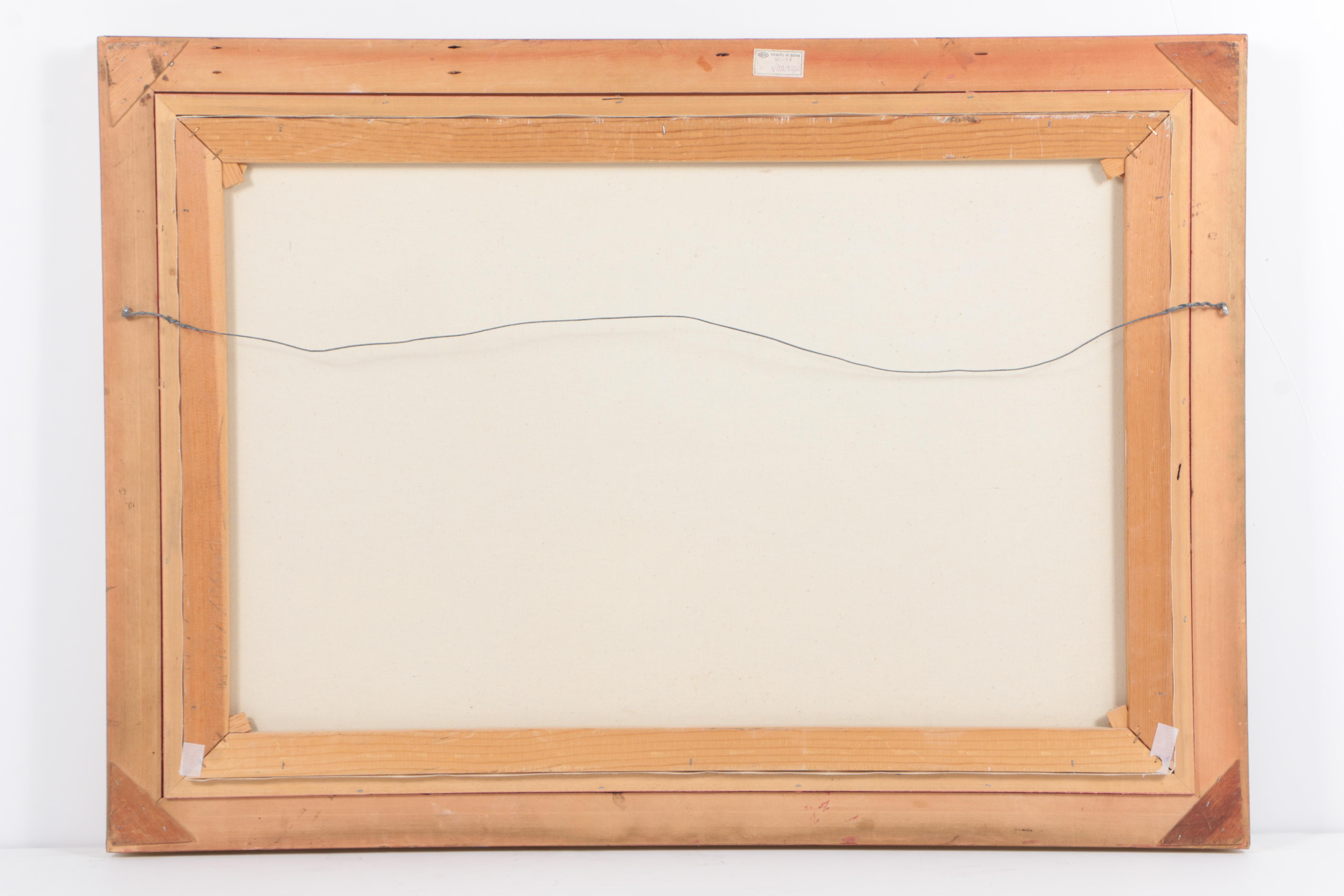 Gordon Smith Oil Painting on Canvas of a Barn in a Daisy Covered Field