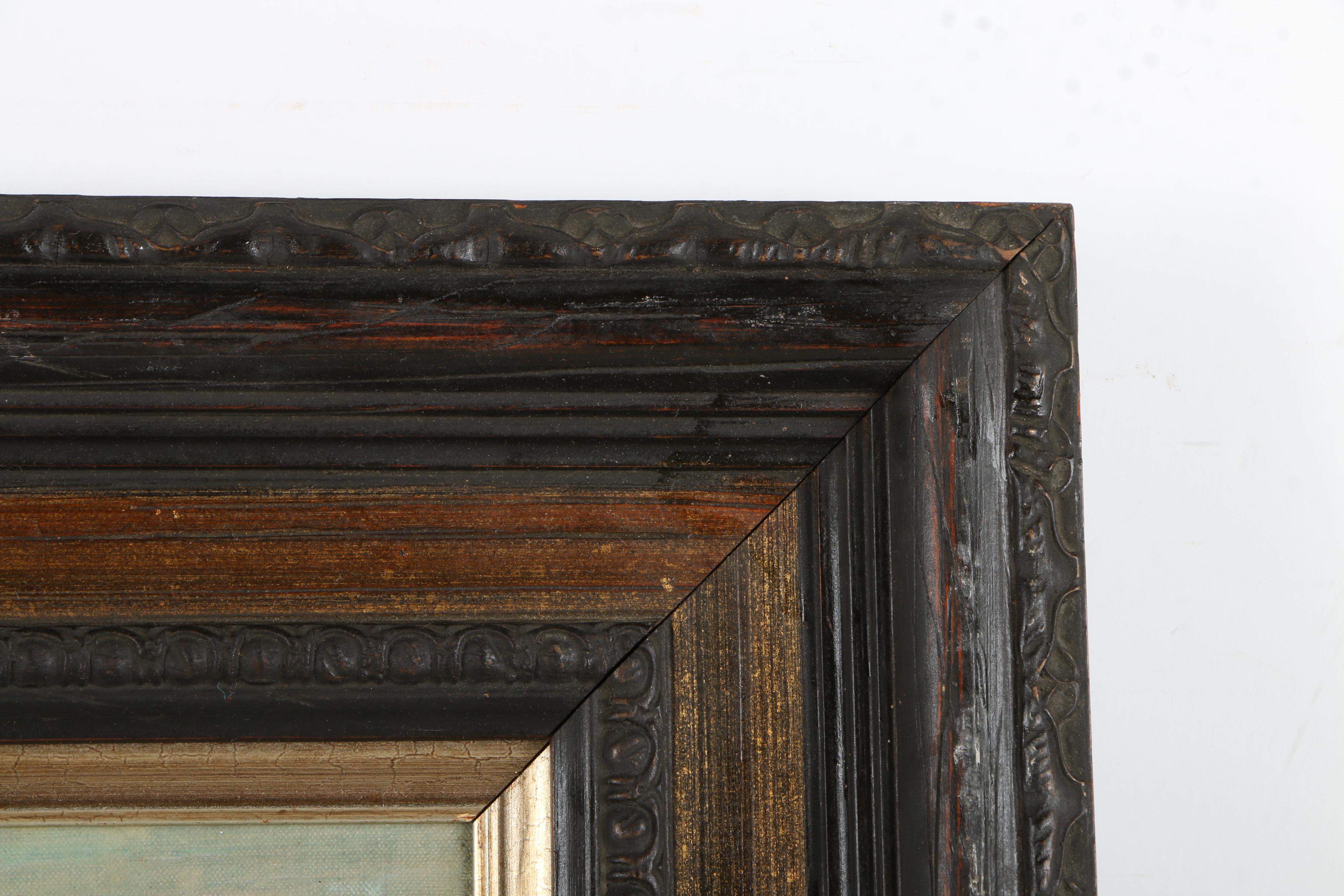 Oil Painting on Canvas of a Blacksmith Workshop Before a City