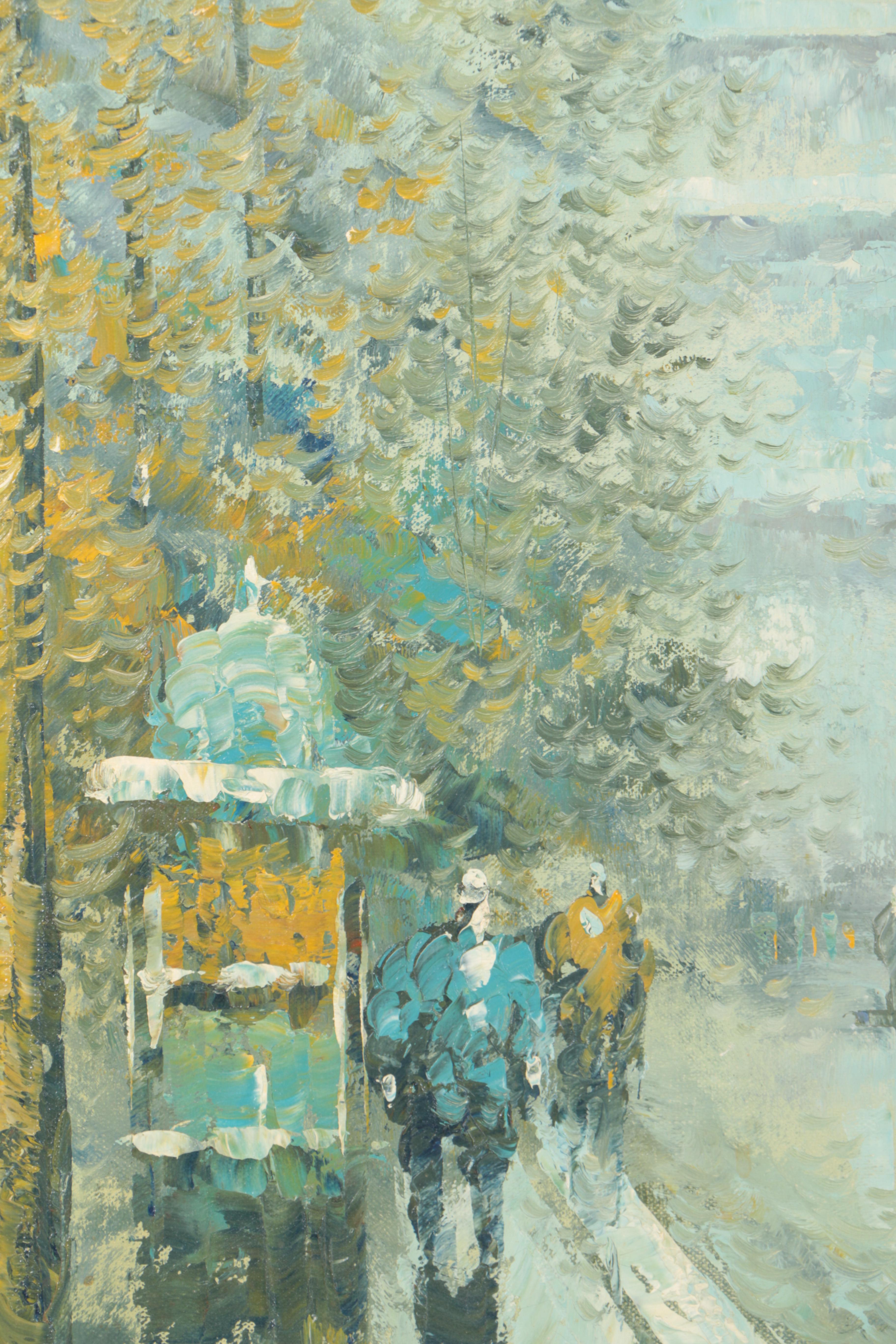 J.J. Brown Oil Painting of Parisian Street