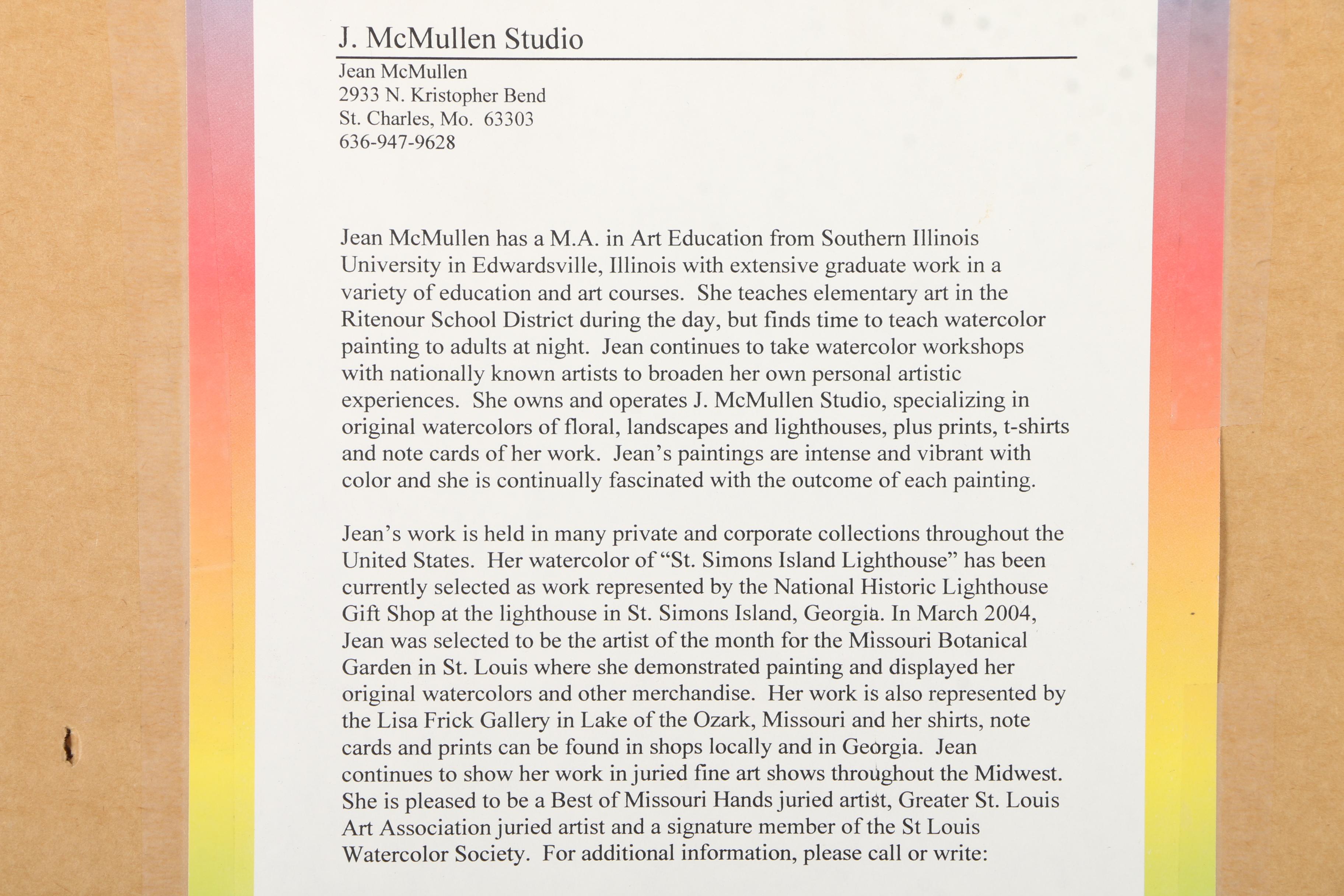 Jean McMullen Limited Edition Lithograph "Big Sable Lighthouse, Ludington"