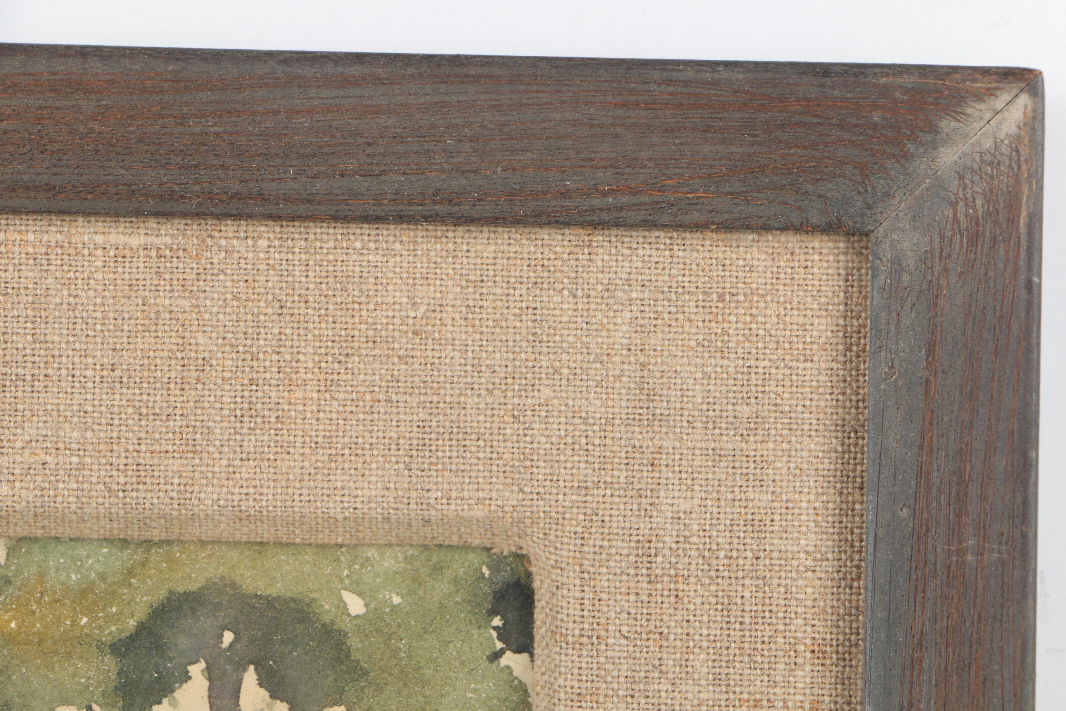 W.R. Johnson Watercolor on Paper of a Log Cabin