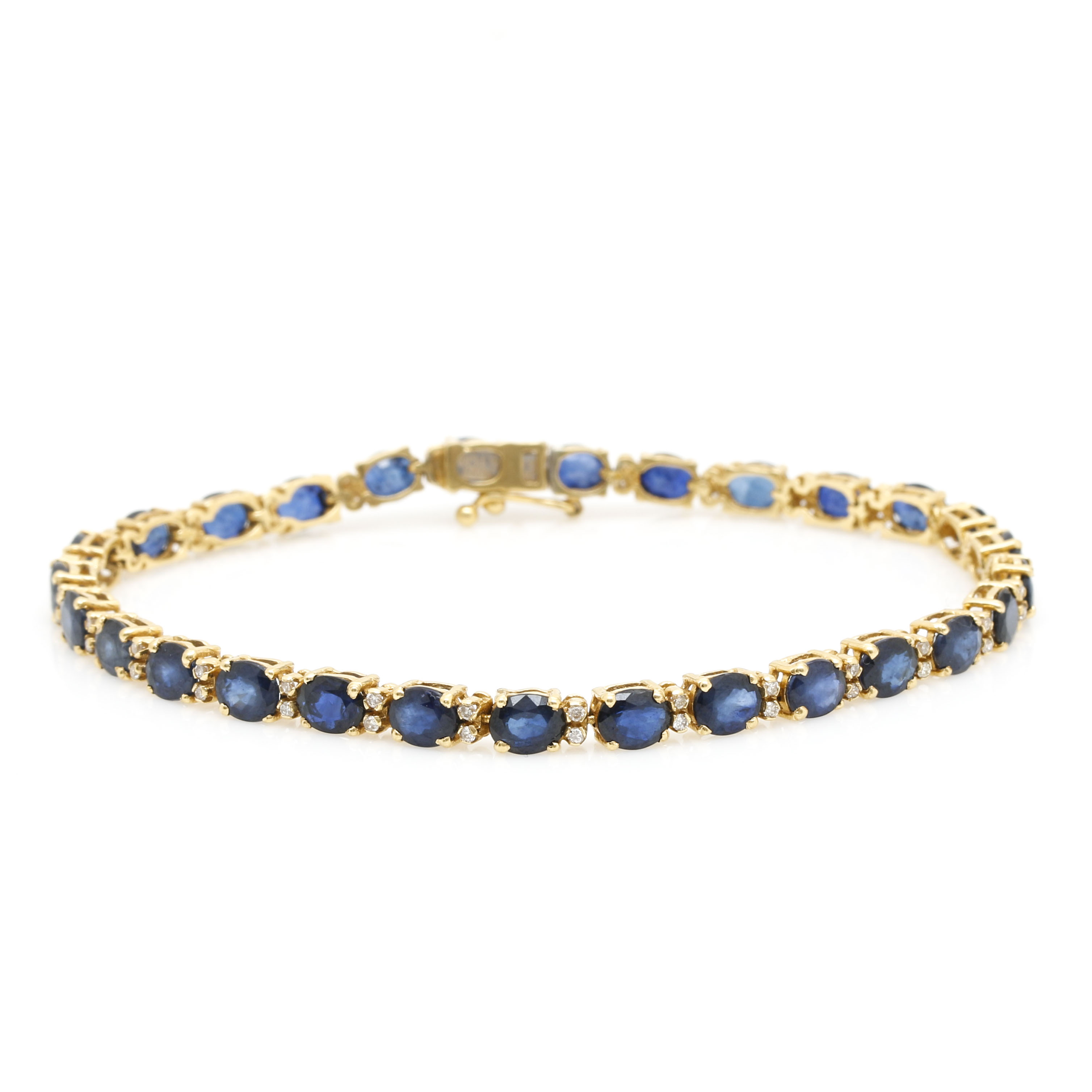 Zen Diamond 18K Yellow Gold 10.75 CTW Sapphire and Diamond Tennis Bracelet