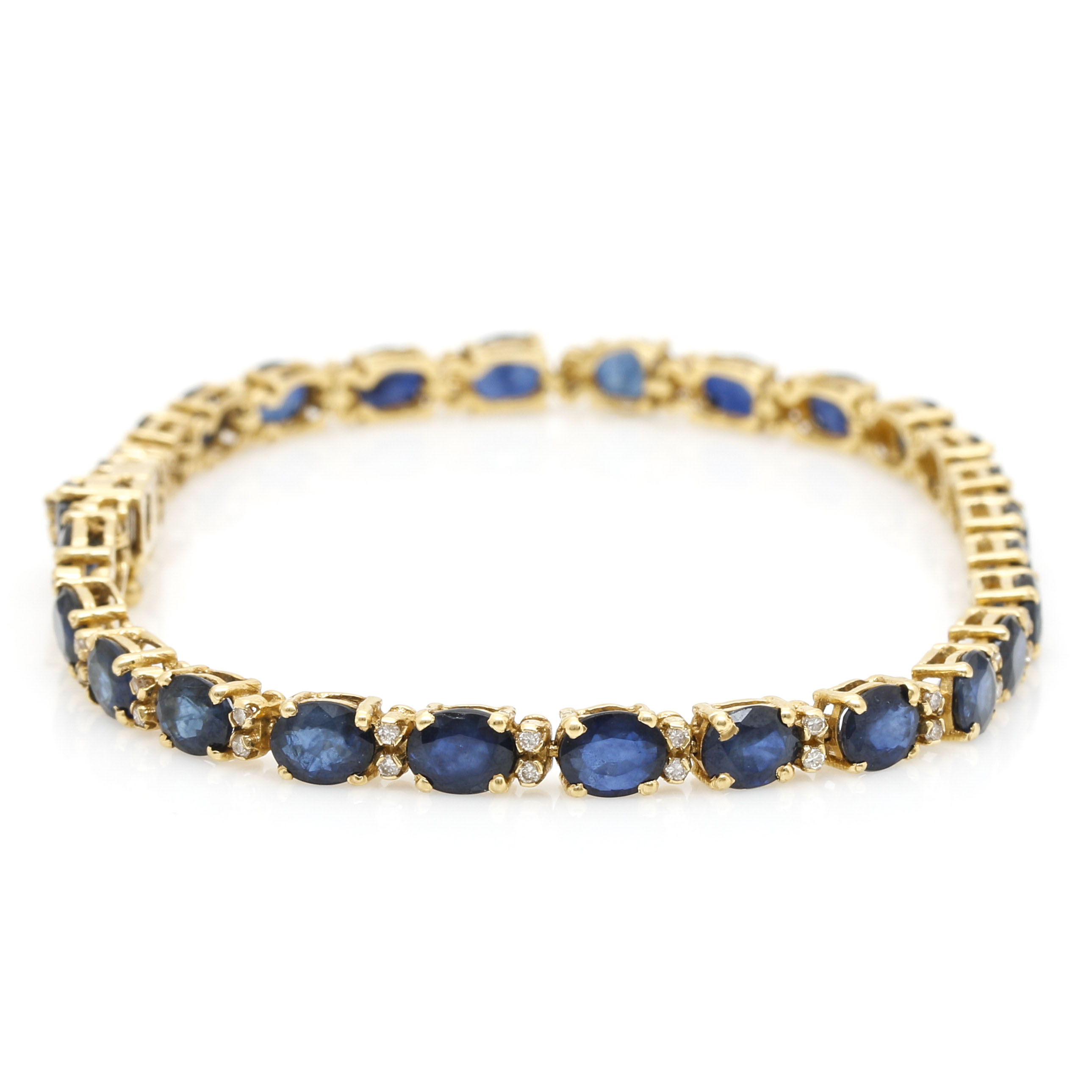 Zen Diamond 18K Yellow Gold 10.75 CTW Sapphire and Diamond Tennis Bracelet