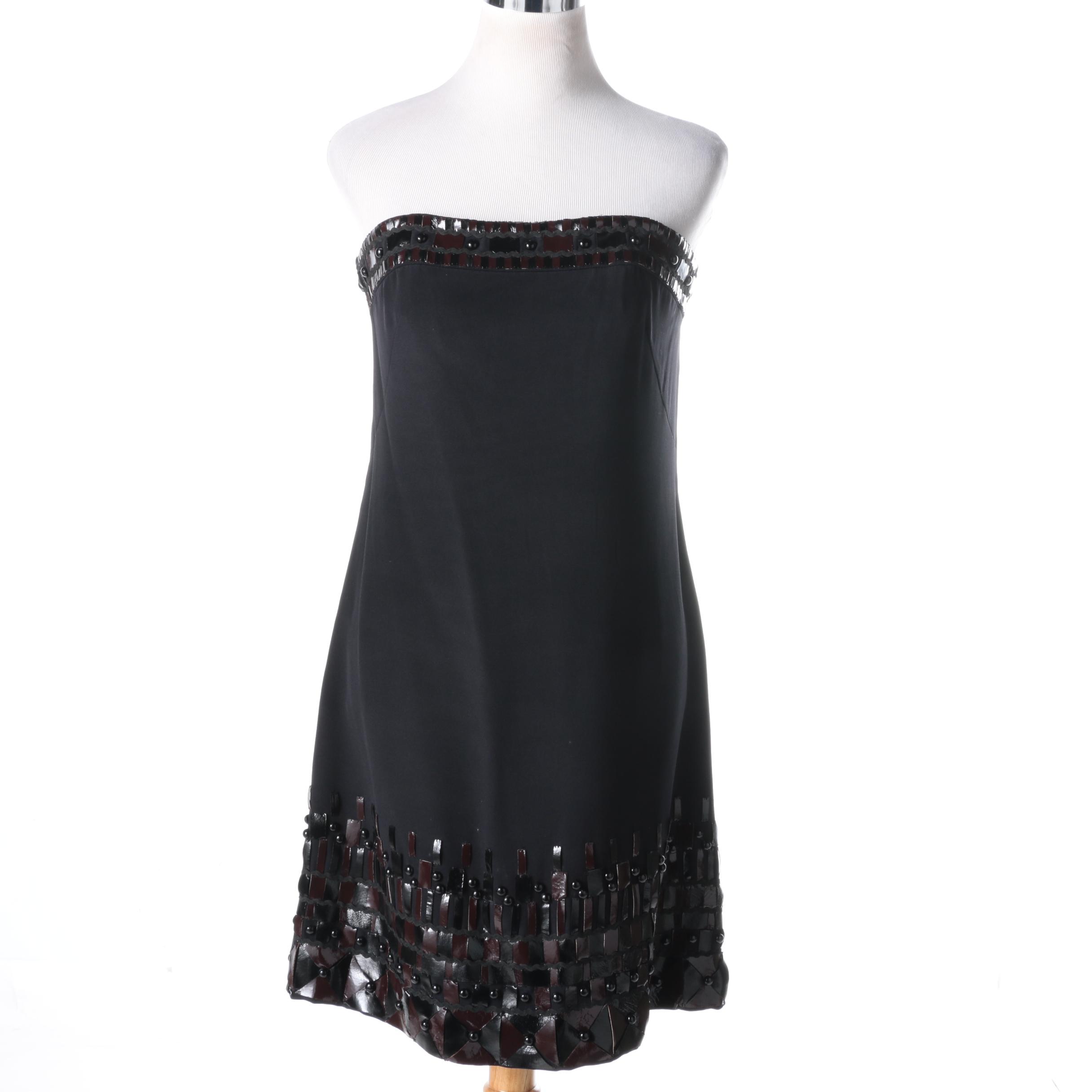 Badgley Mischka Cocktail Dress With Leather Embellishments
