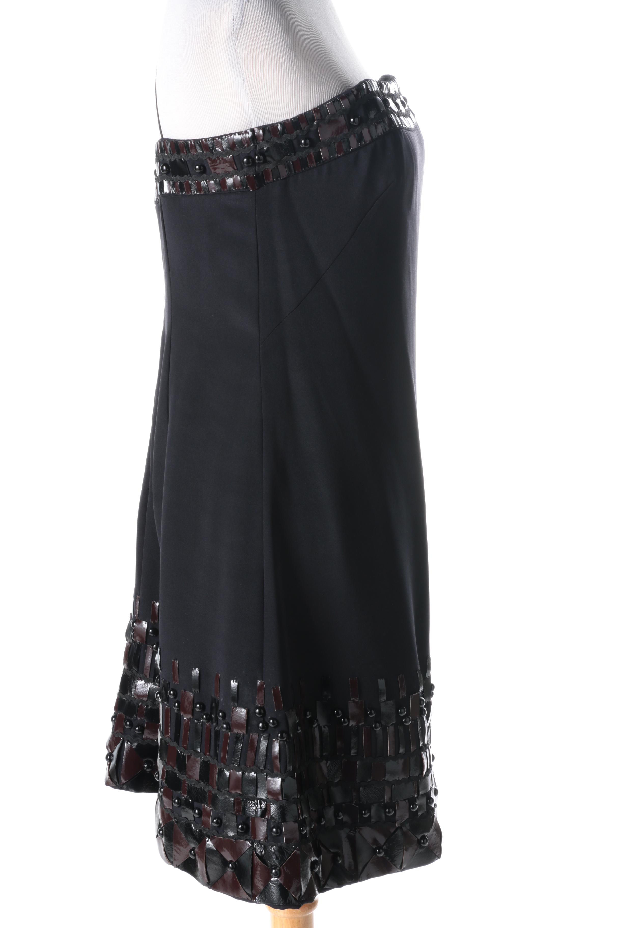 Badgley Mischka Cocktail Dress With Leather Embellishments