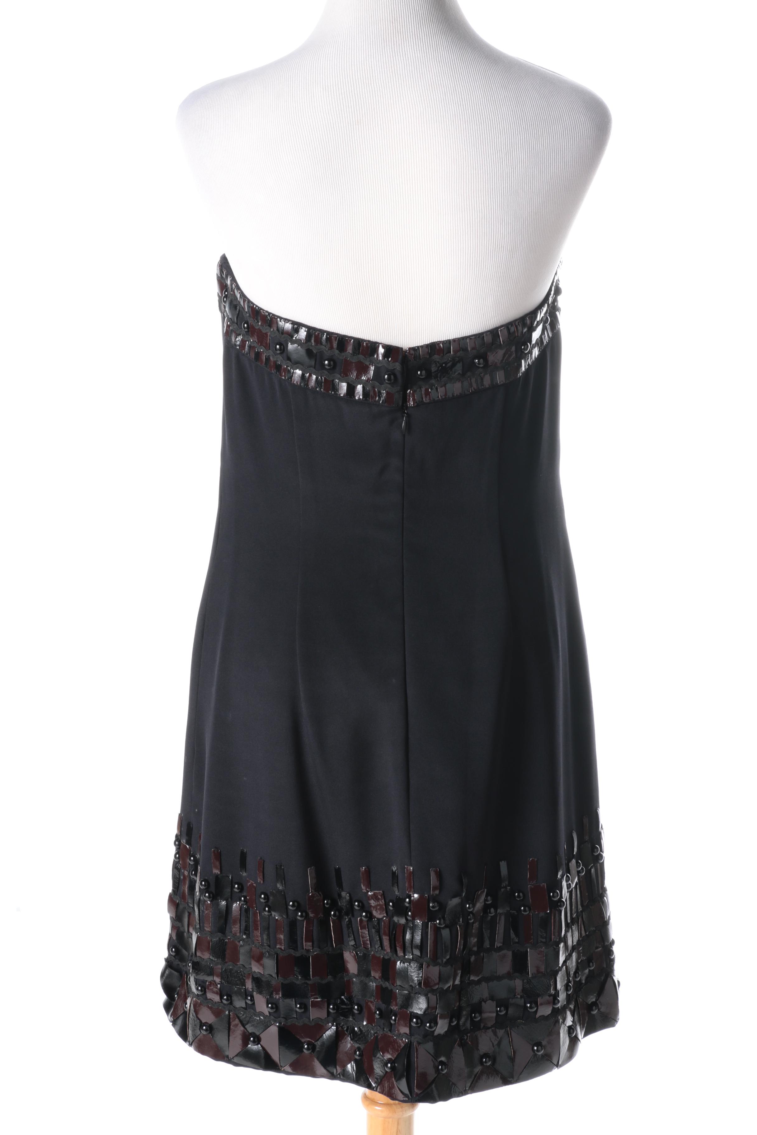 Badgley Mischka Cocktail Dress With Leather Embellishments