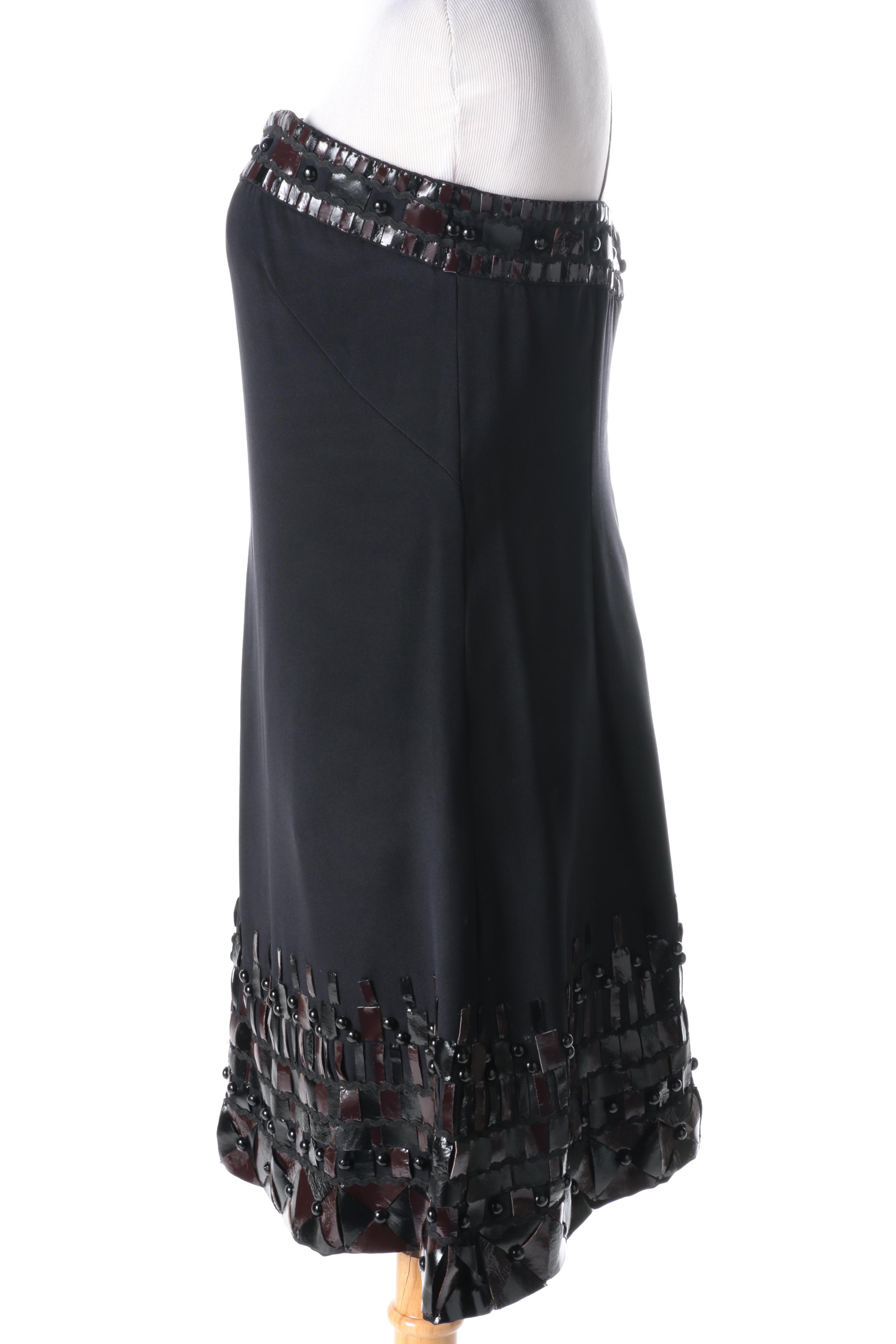 Badgley Mischka Cocktail Dress With Leather Embellishments