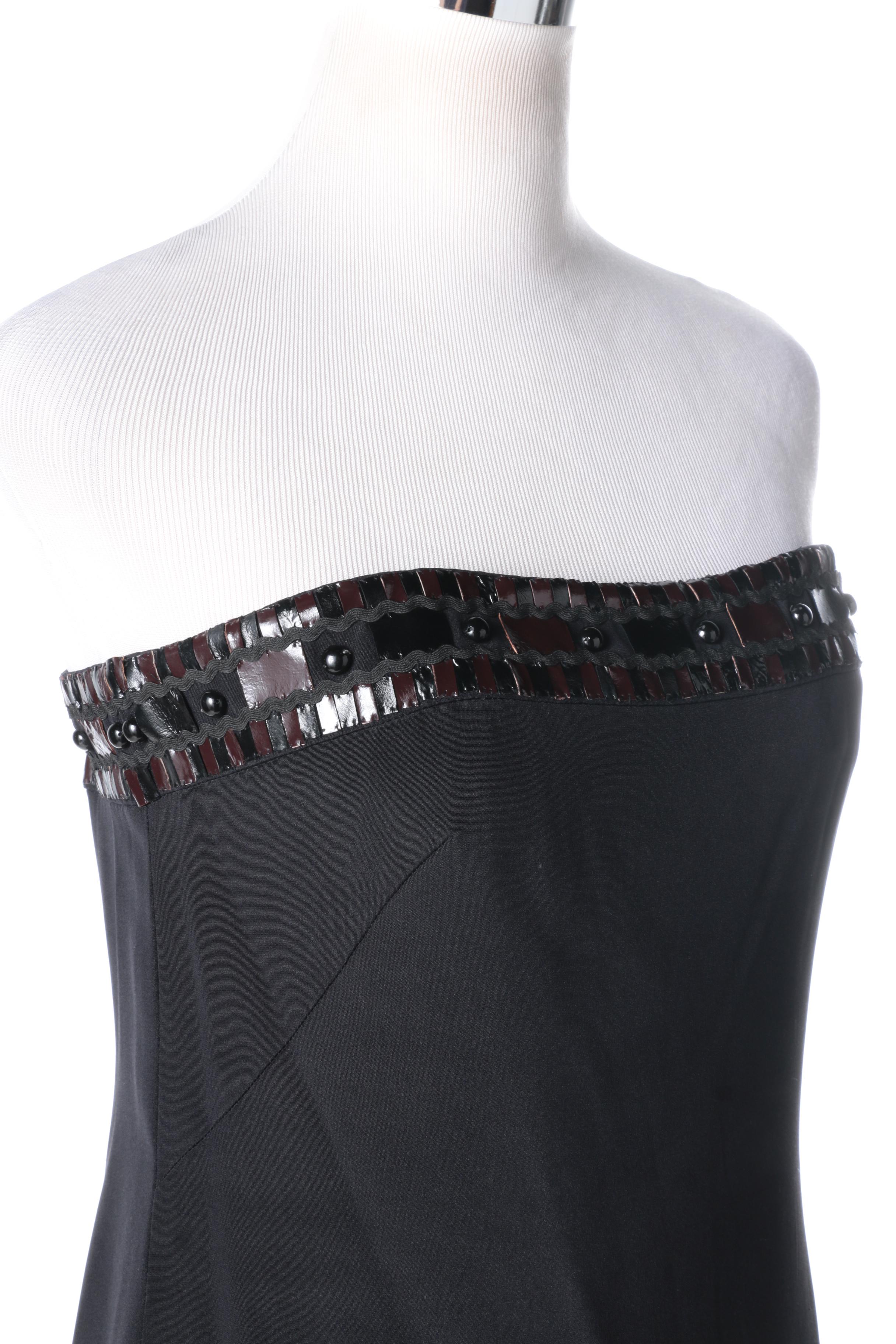 Badgley Mischka Cocktail Dress With Leather Embellishments