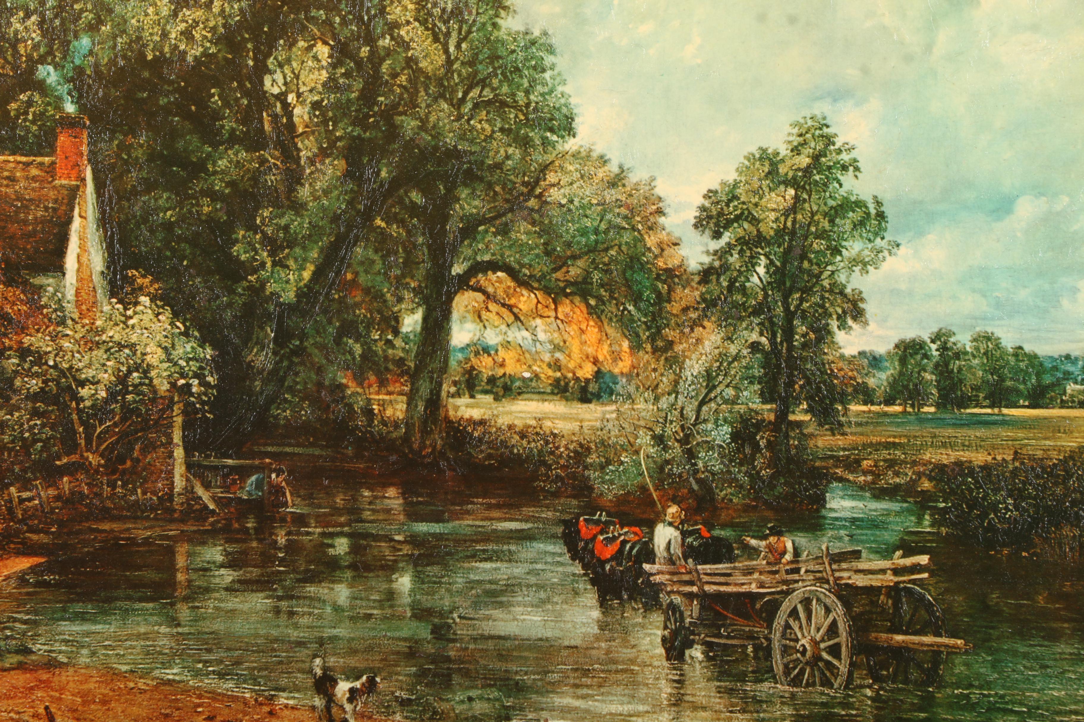 Embellished Offset Lithograph on Canvas After John Constable "The Hay Wain"