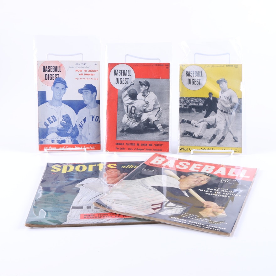 Vintage Baseball Magazines Featuring Joe DiMaggio on Cover