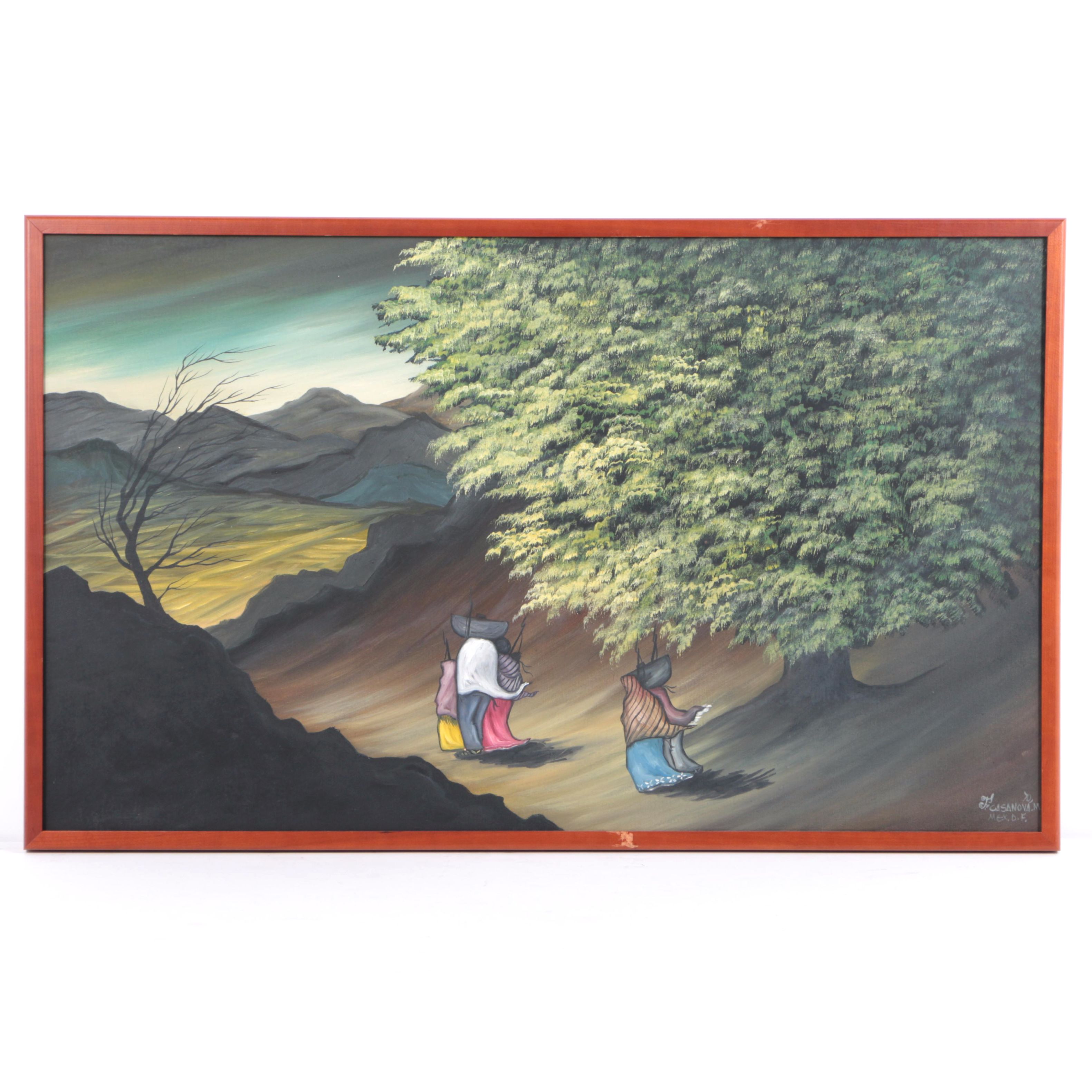 F. Casanova Oil Painting on Canvas "Zapatistas"