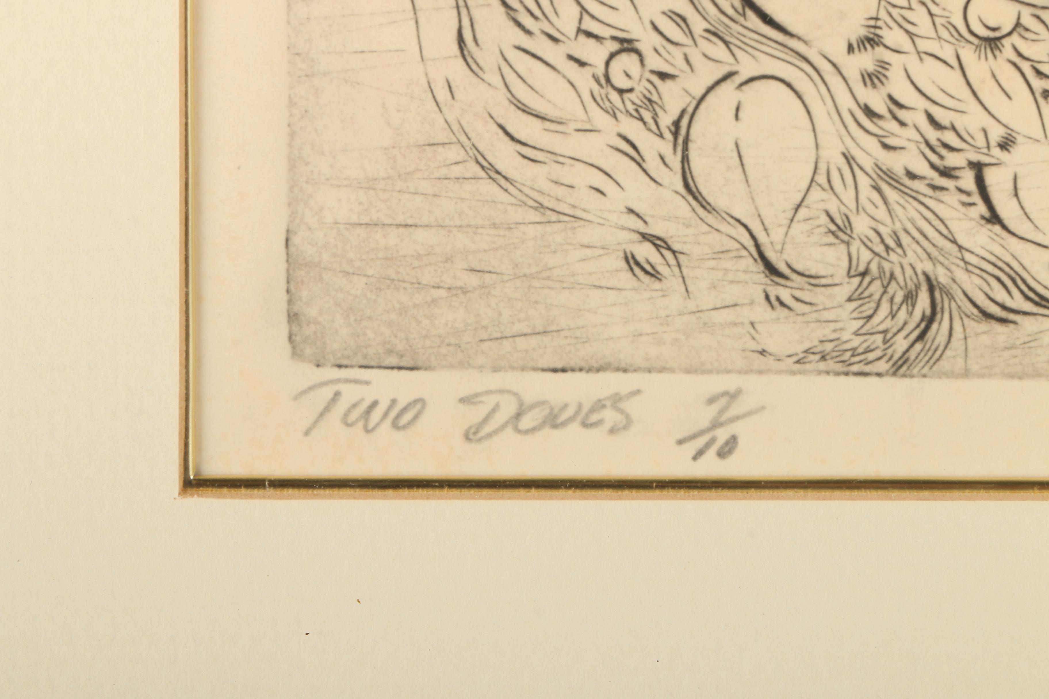 Markowski Limited Edition Intaglio Print "Two Doves"