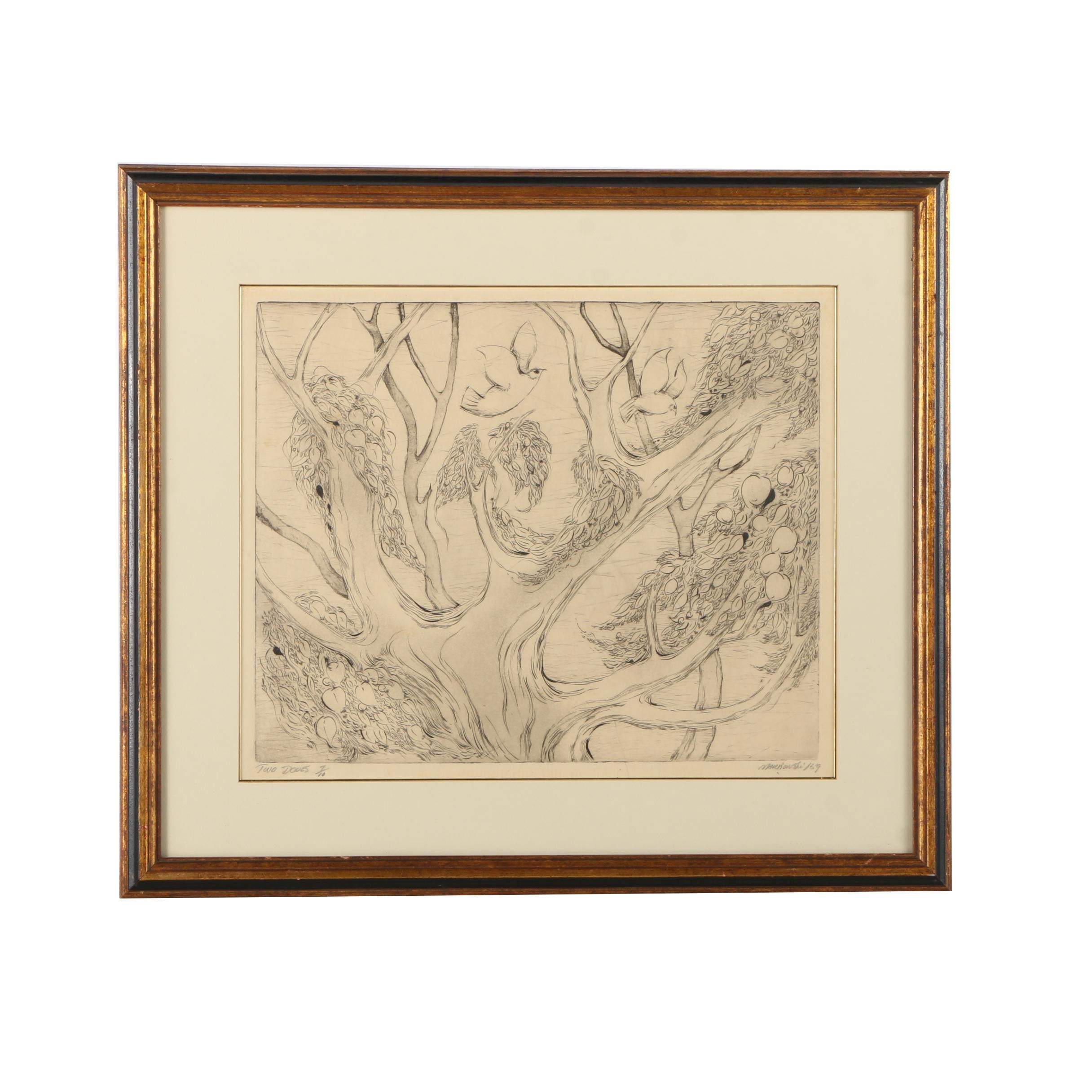 Markowski Limited Edition Intaglio Print "Two Doves"