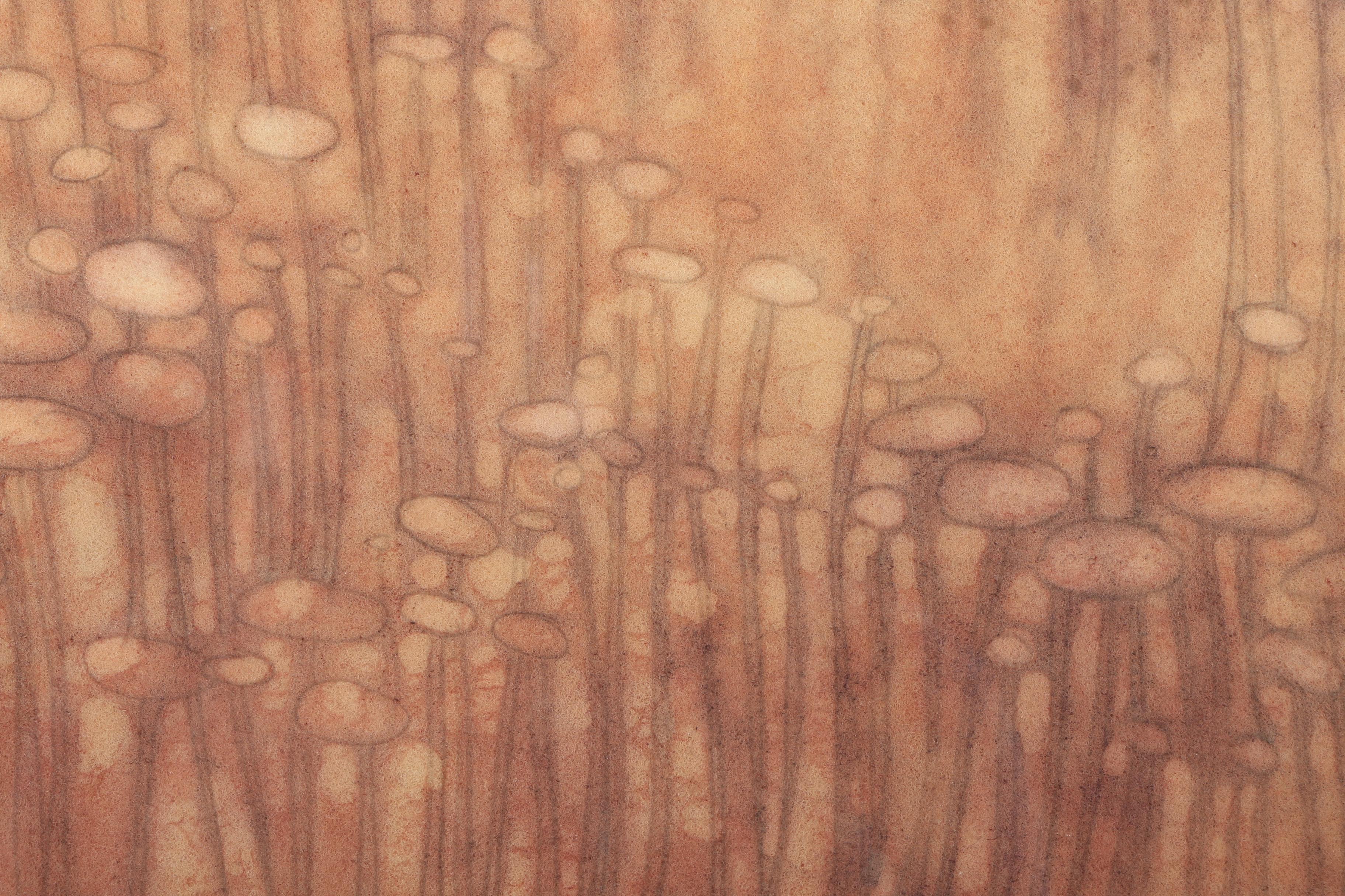 Mixed Media Watercolor Painting on Fabric of Mushrooms