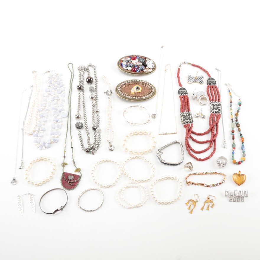 Assorted Costume Jewelry Including Sterling Silver Items