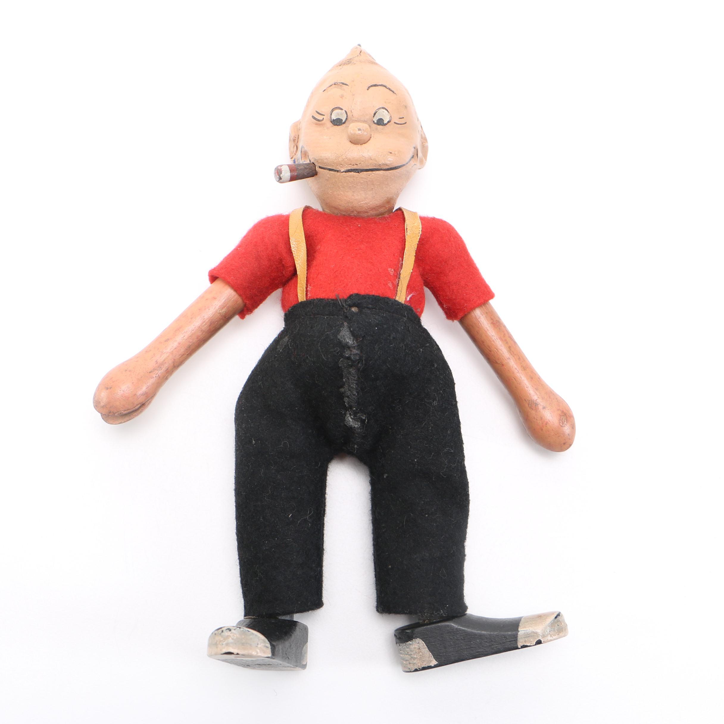 "Bringing Up Father" Wood Carved Dolls Maggie and Jiggs