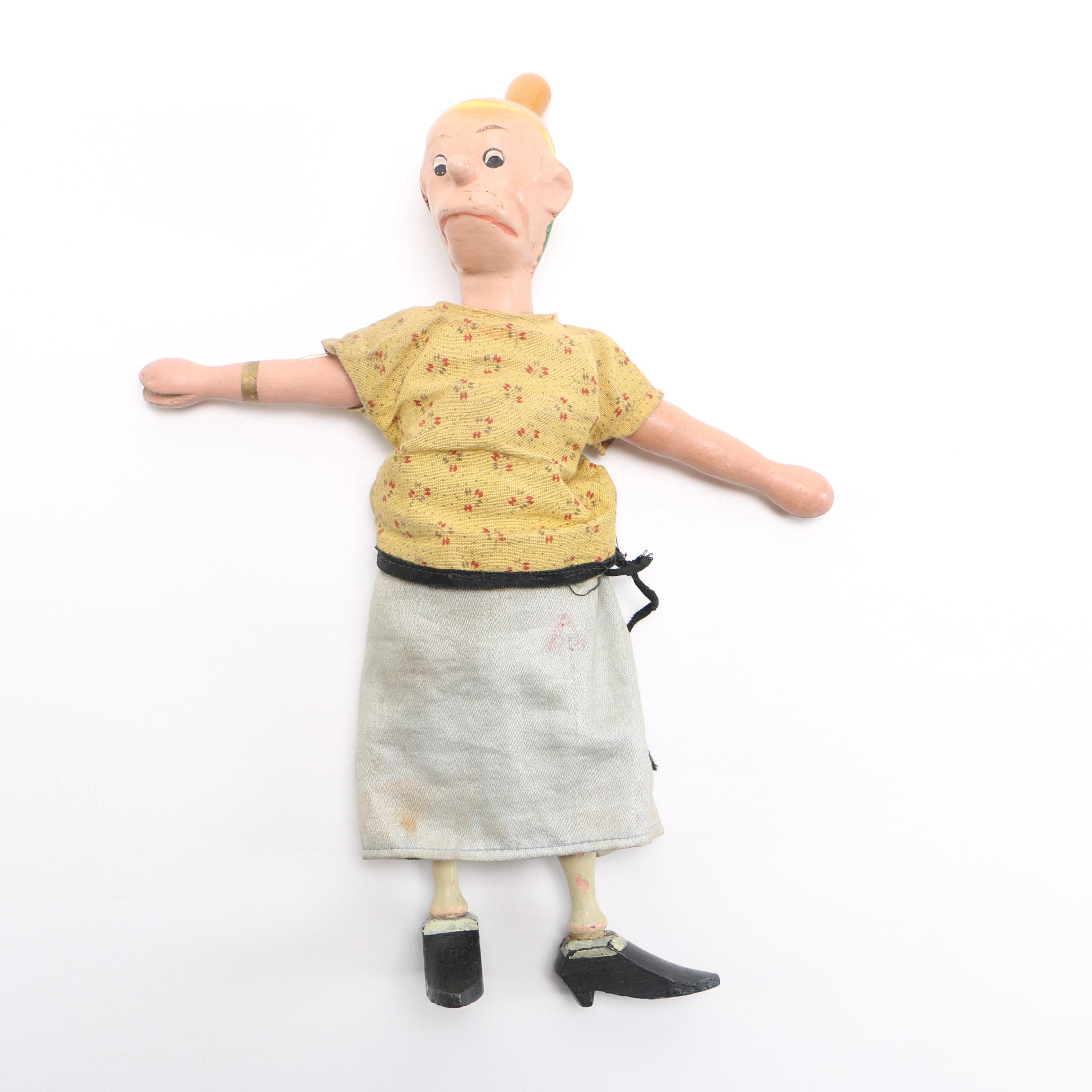 "Bringing Up Father" Wood Carved Dolls Maggie and Jiggs